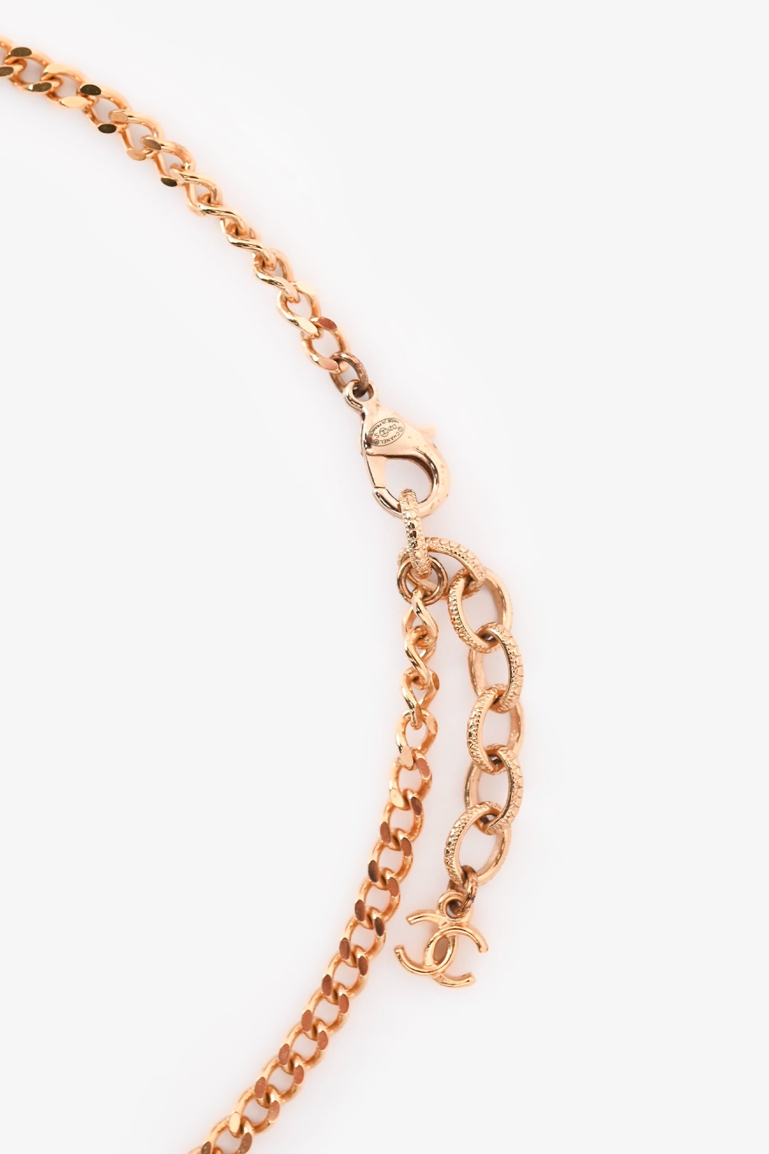 Pre-Loved Chanel™ 2021 Gold Tone Metal Chain Decorated Perfume Bottle Pendant Necklace