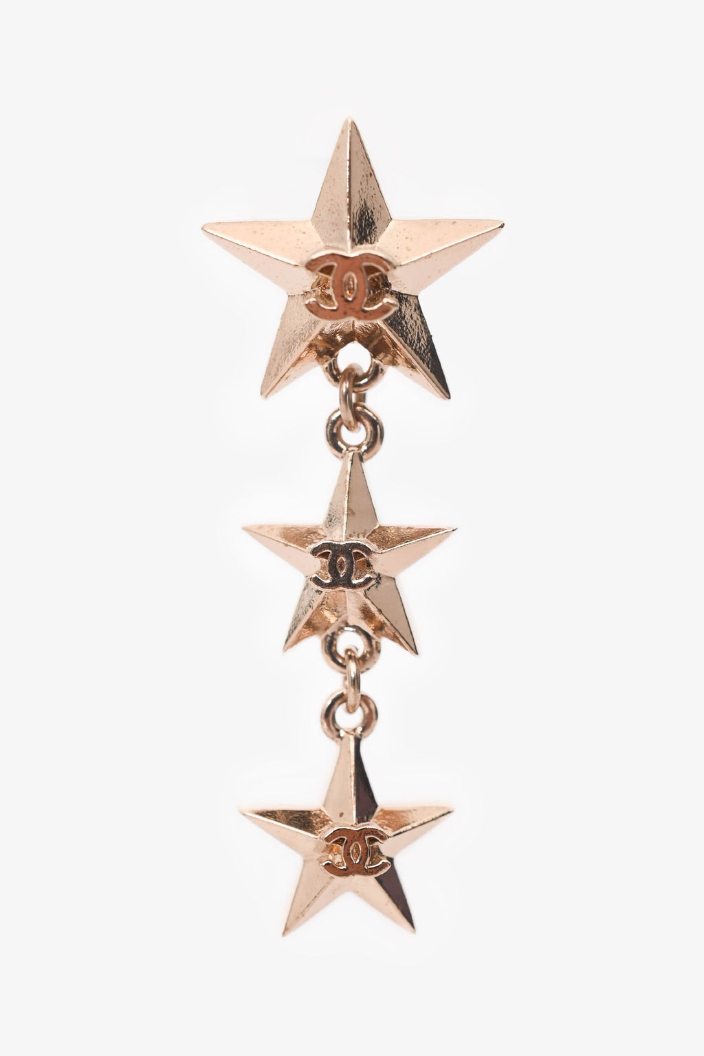 Pre-Loved Chanel™ 2017 Gold Tone Metal Star Motif CC Earrings