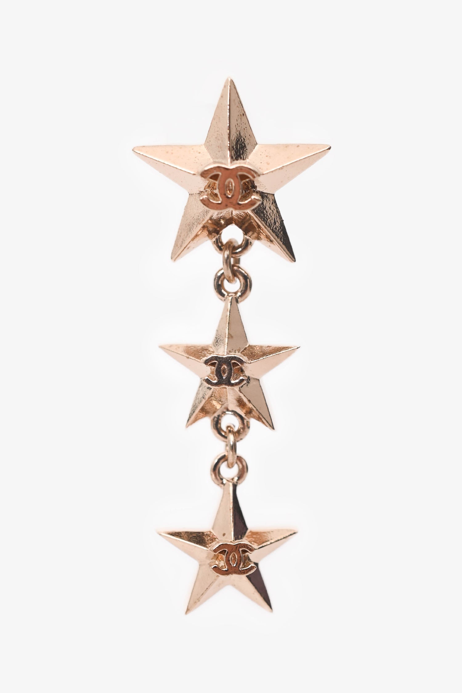 Pre-Loved Chanel™ 2017 Gold Tone Metal Star Motif CC Earrings