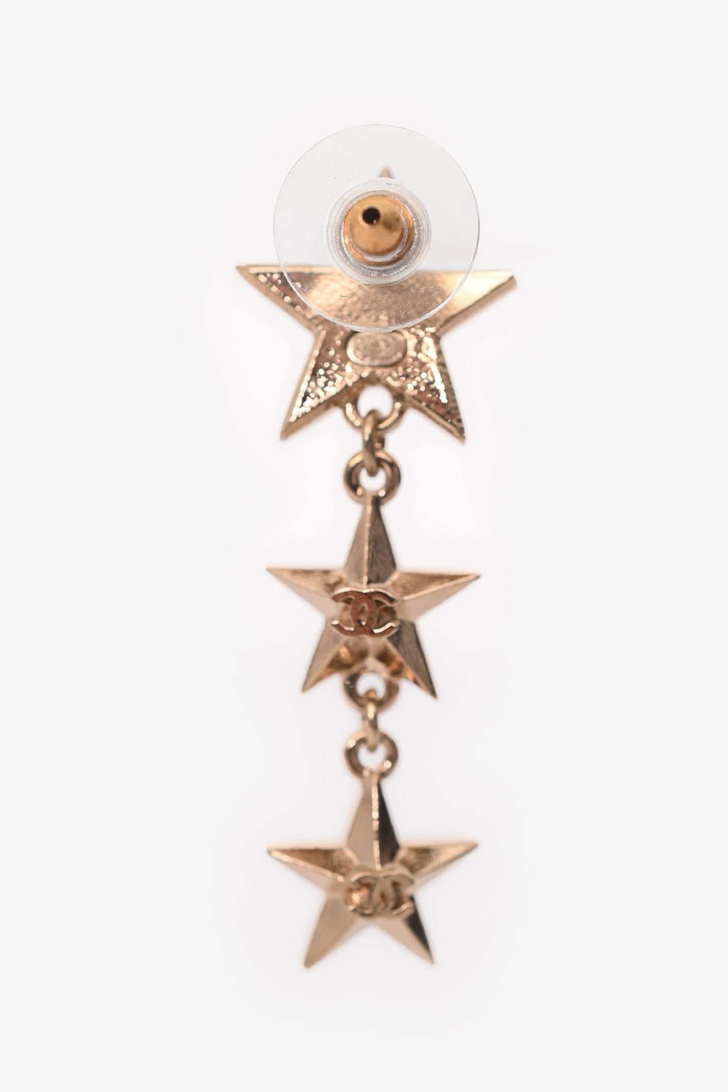 Pre-Loved Chanel™ 2017 Gold Tone Metal Star Motif CC Earrings