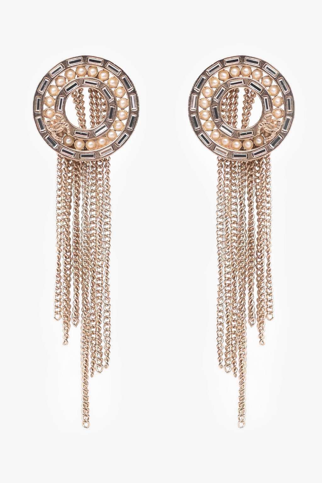 Pre-Loved Chanel™ 2016 Gold Tone Metal/Faux Pearl Tassel Earrings