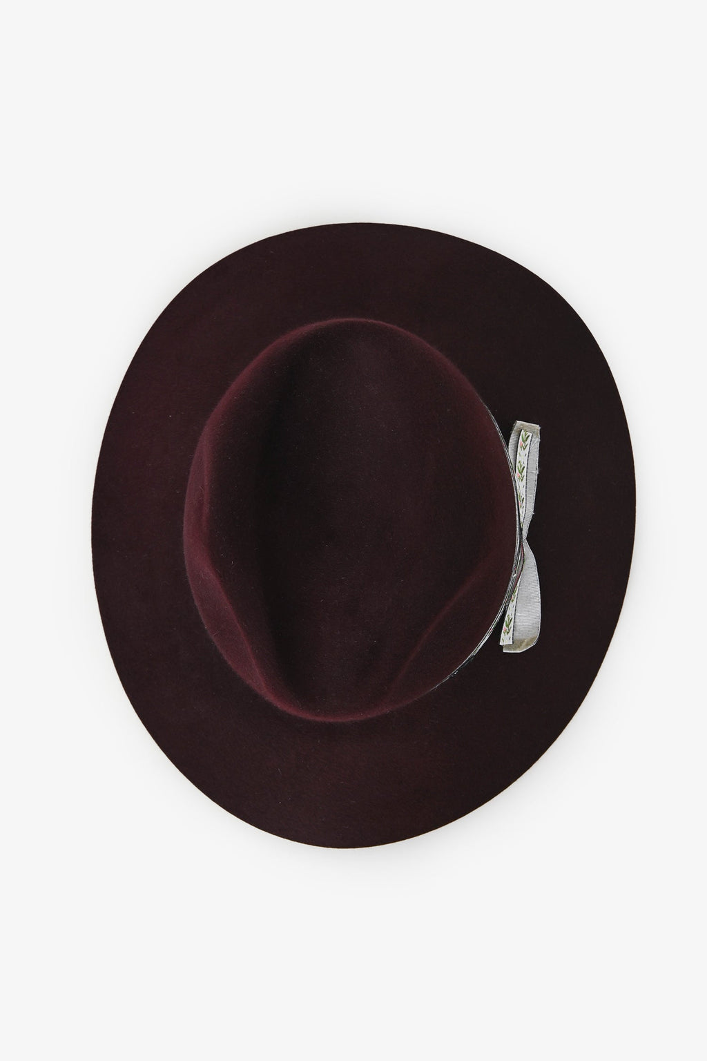 Maison Michel Burgundy Foliate Ribbon Fedora Hats Size M