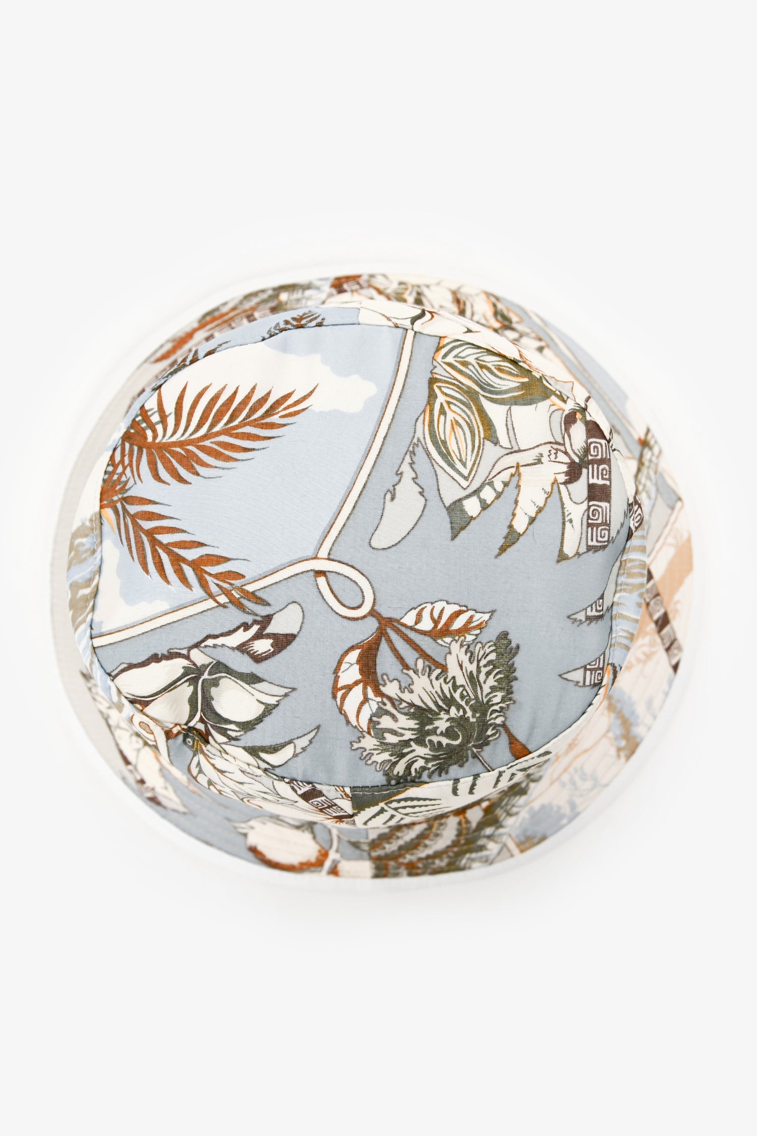 Hermès White Foliate Patterned Bucket Hat Size 56