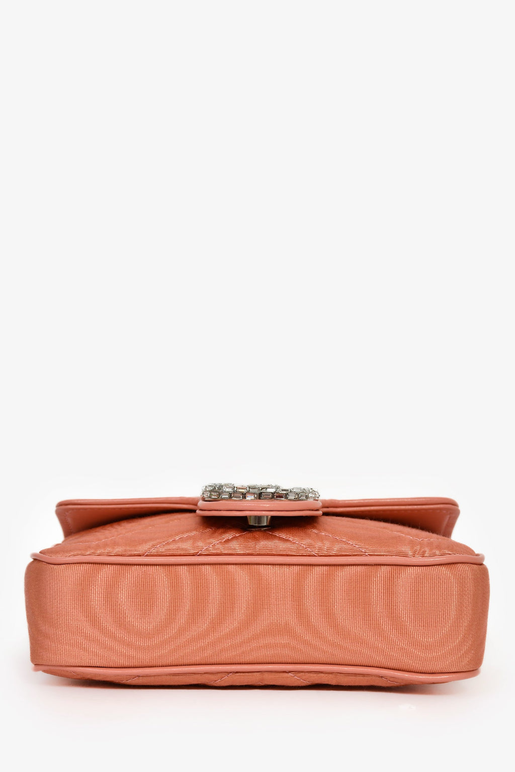 Gucci Blush Moire Mini GG Marmont Crystal Chain Belt Bag