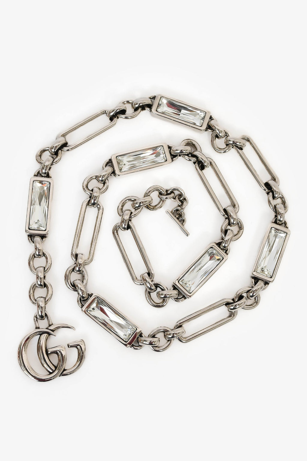 Gucci Blush Moire Mini GG Marmont Crystal Chain Belt Bag