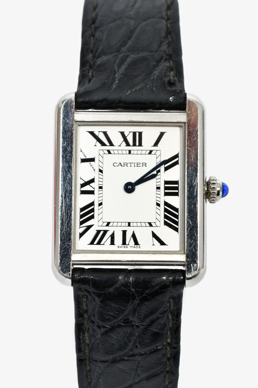 Cartier 2017 Stainless Steel 'Tank Must De Catier' Small Model Quartz Watch with Alligator Strap