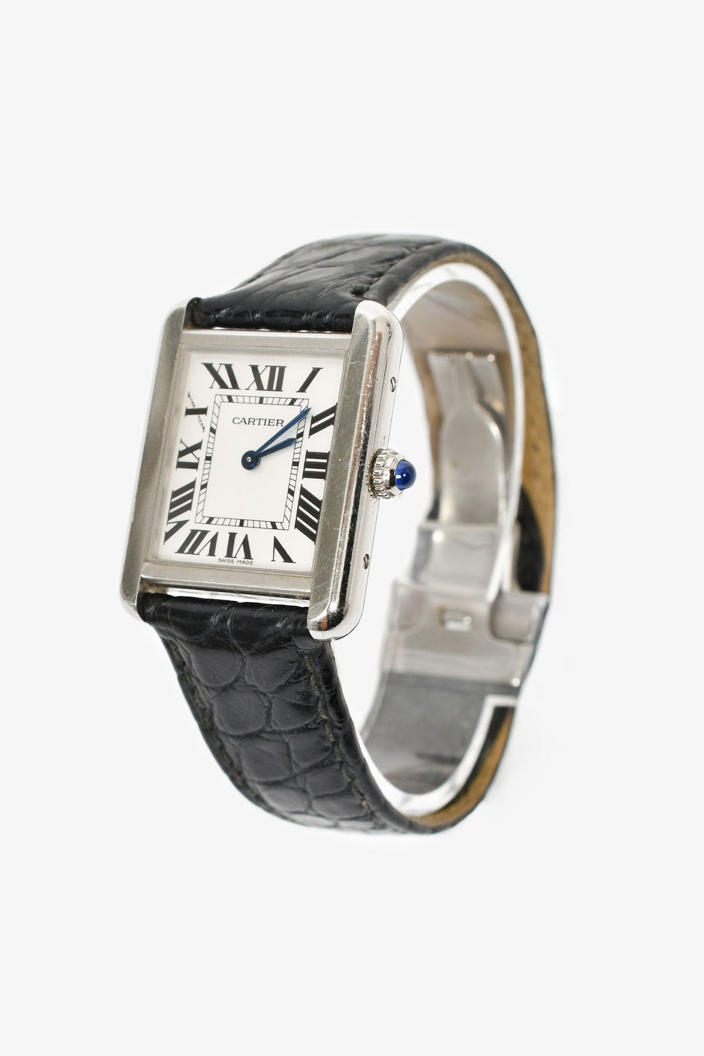 Cartier 2017 Stainless Steel 'Tank Must De Catier' Small Model Quartz Watch with Alligator Strap