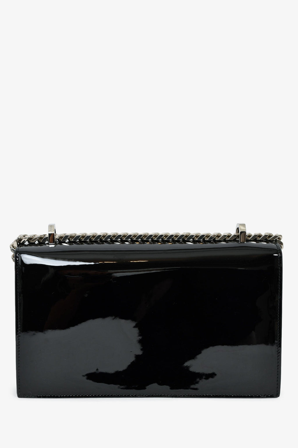 Alexander McQueen Black Patent Leather Skull Shoulder Bag