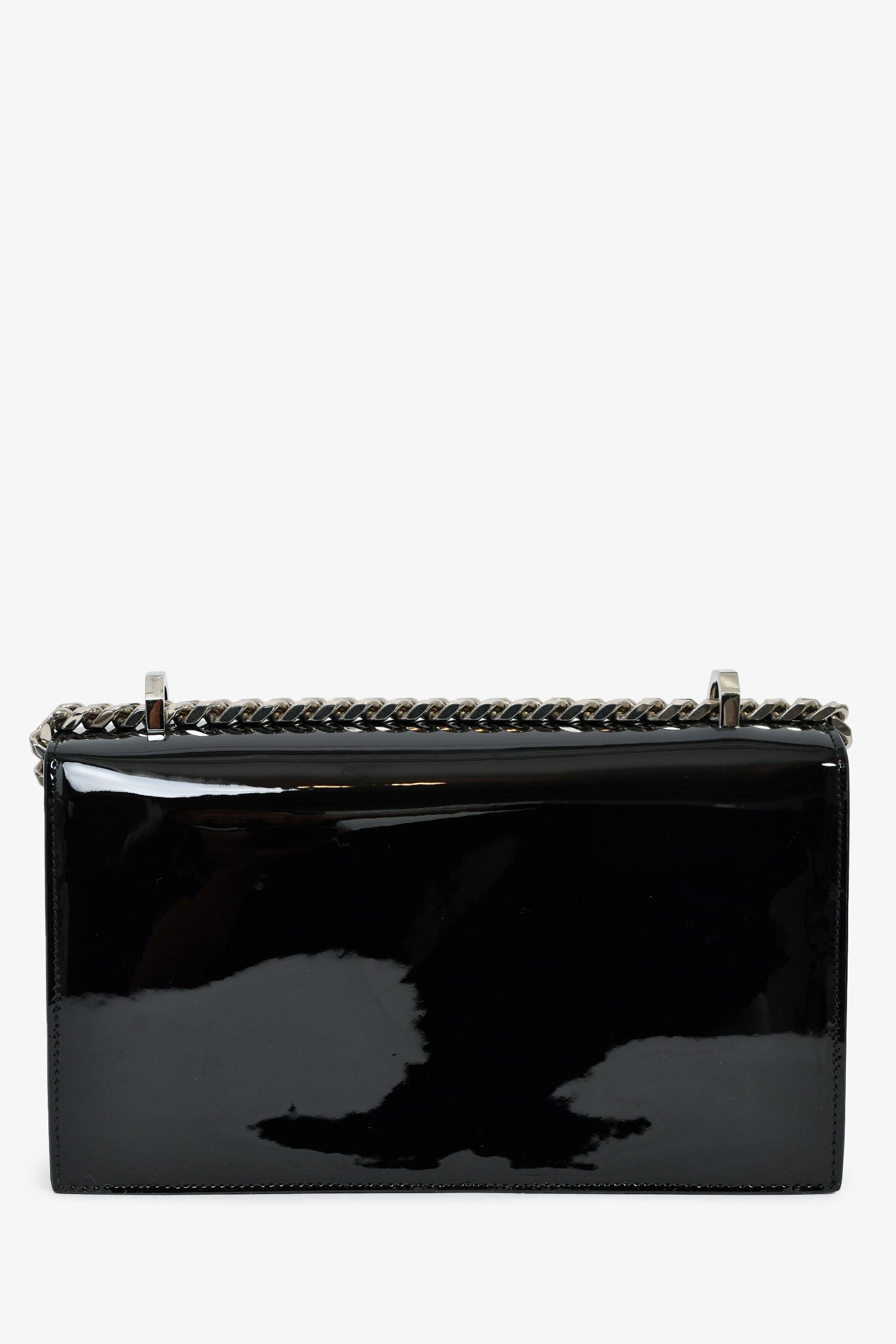 Alexander McQueen Black Patent Leather Skull Shoulder Bag