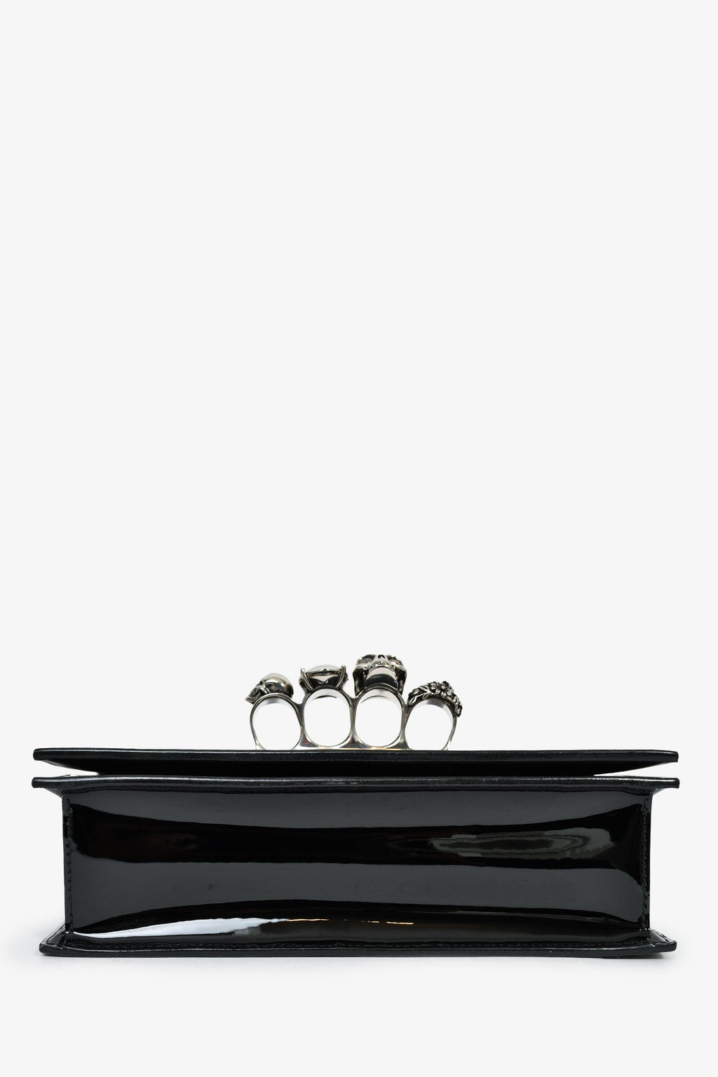 Alexander McQueen Black Patent Leather Skull Shoulder Bag