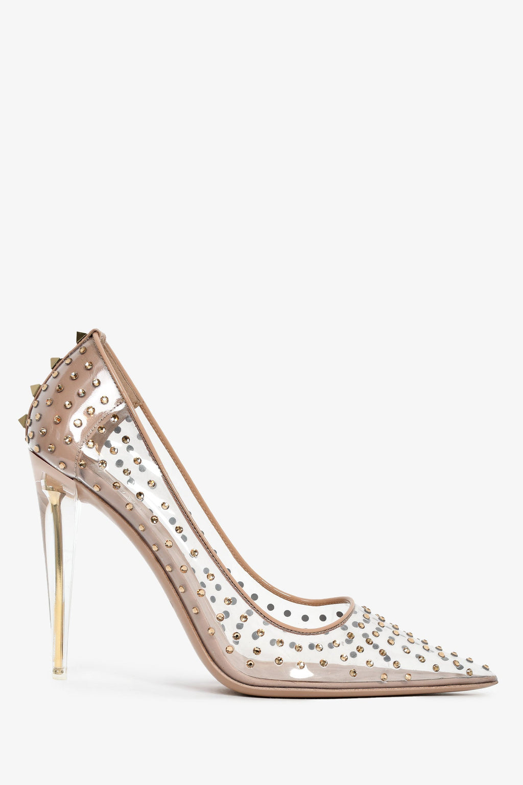 Valentino Taupe Patent PVC Crystal Heels Size 40