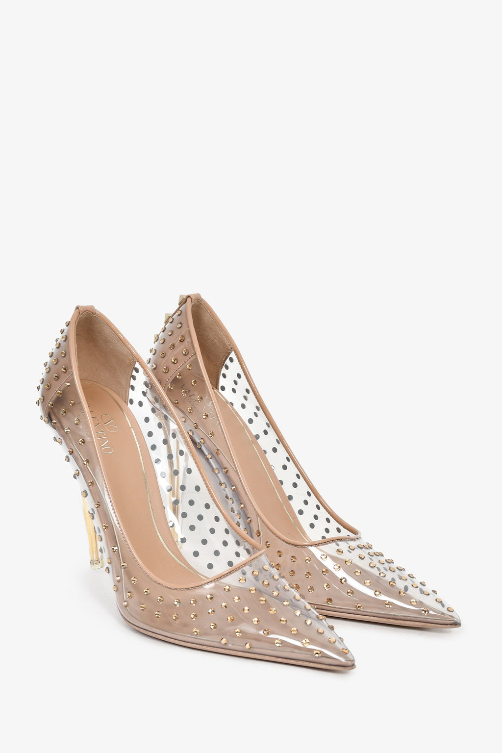 Valentino Taupe Patent PVC Crystal Heels Size 40