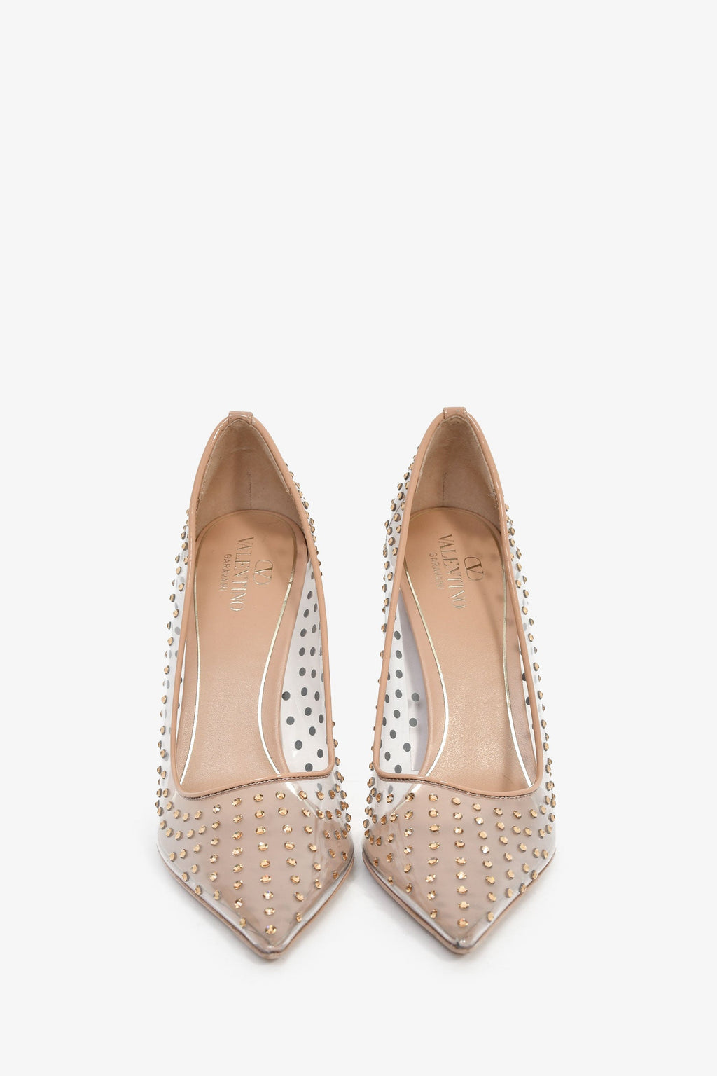 Valentino Taupe Patent PVC Crystal Heels Size 40