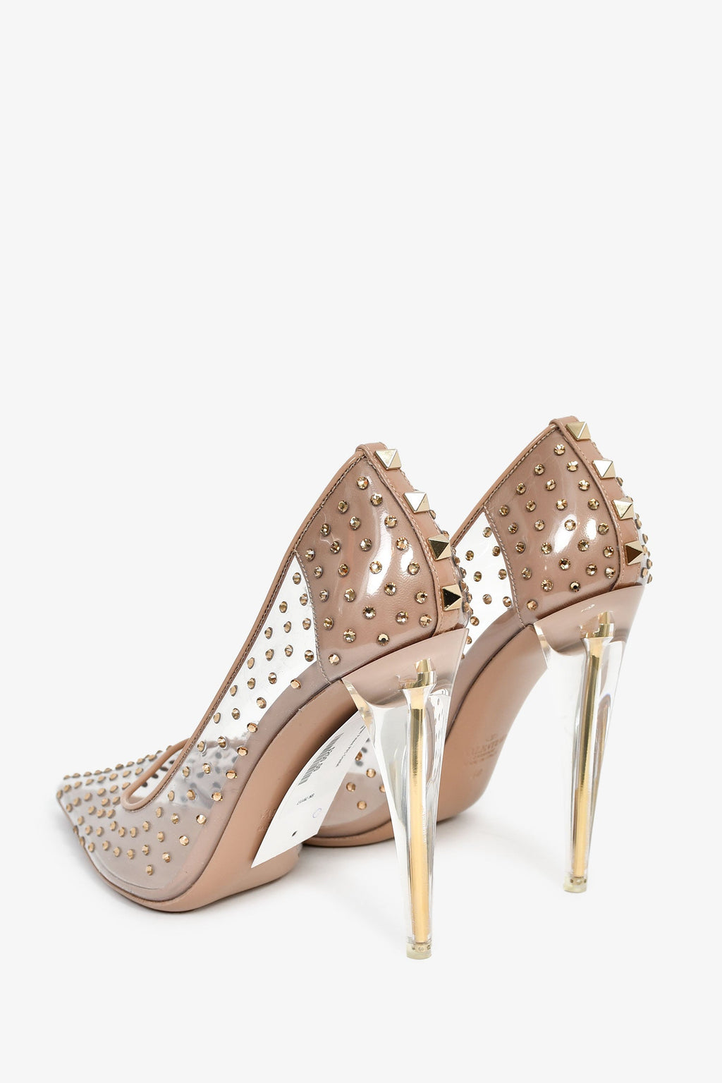 Valentino Taupe Patent PVC Crystal Heels Size 40