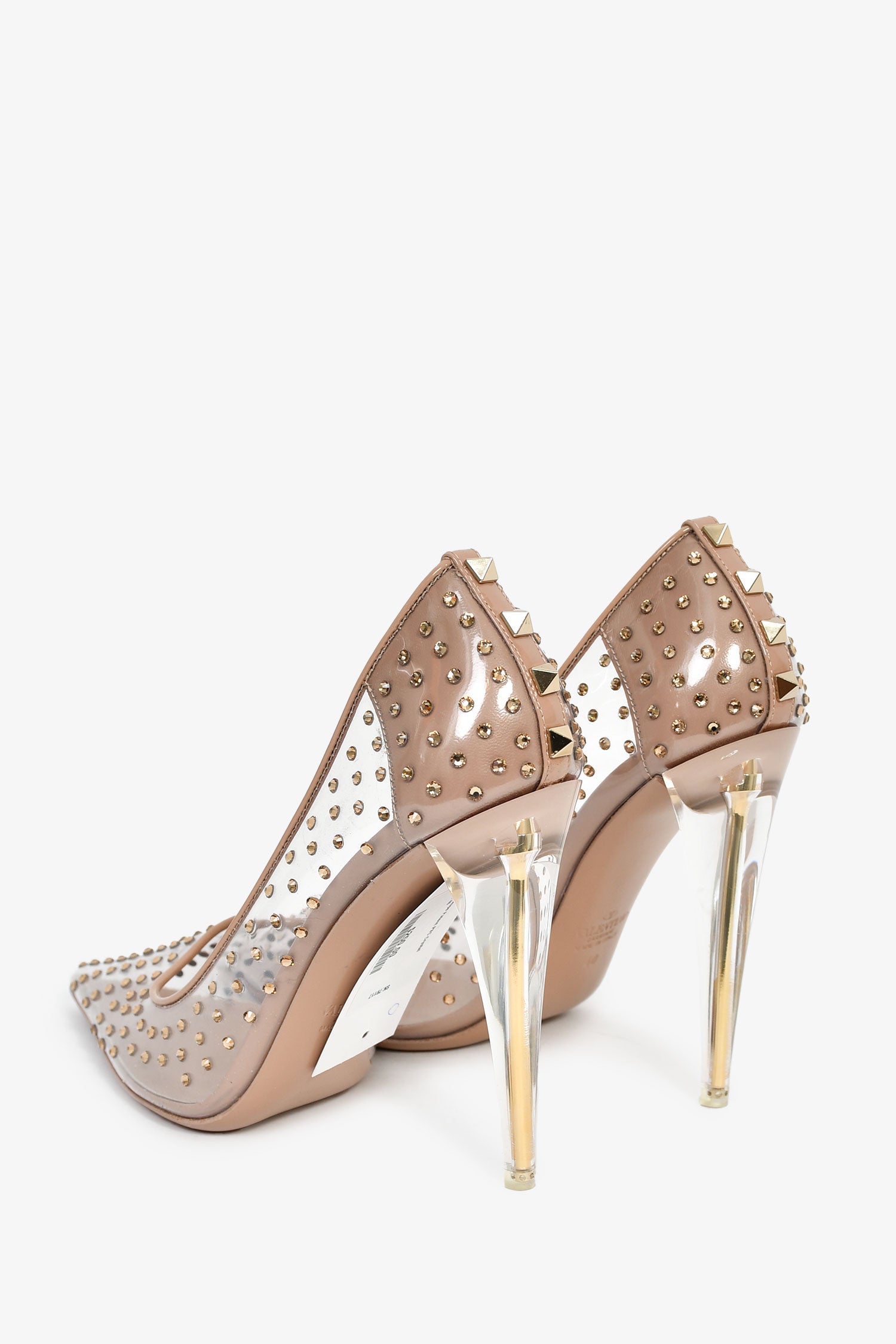 Valentino Taupe Patent PVC Crystal Heels Size 40