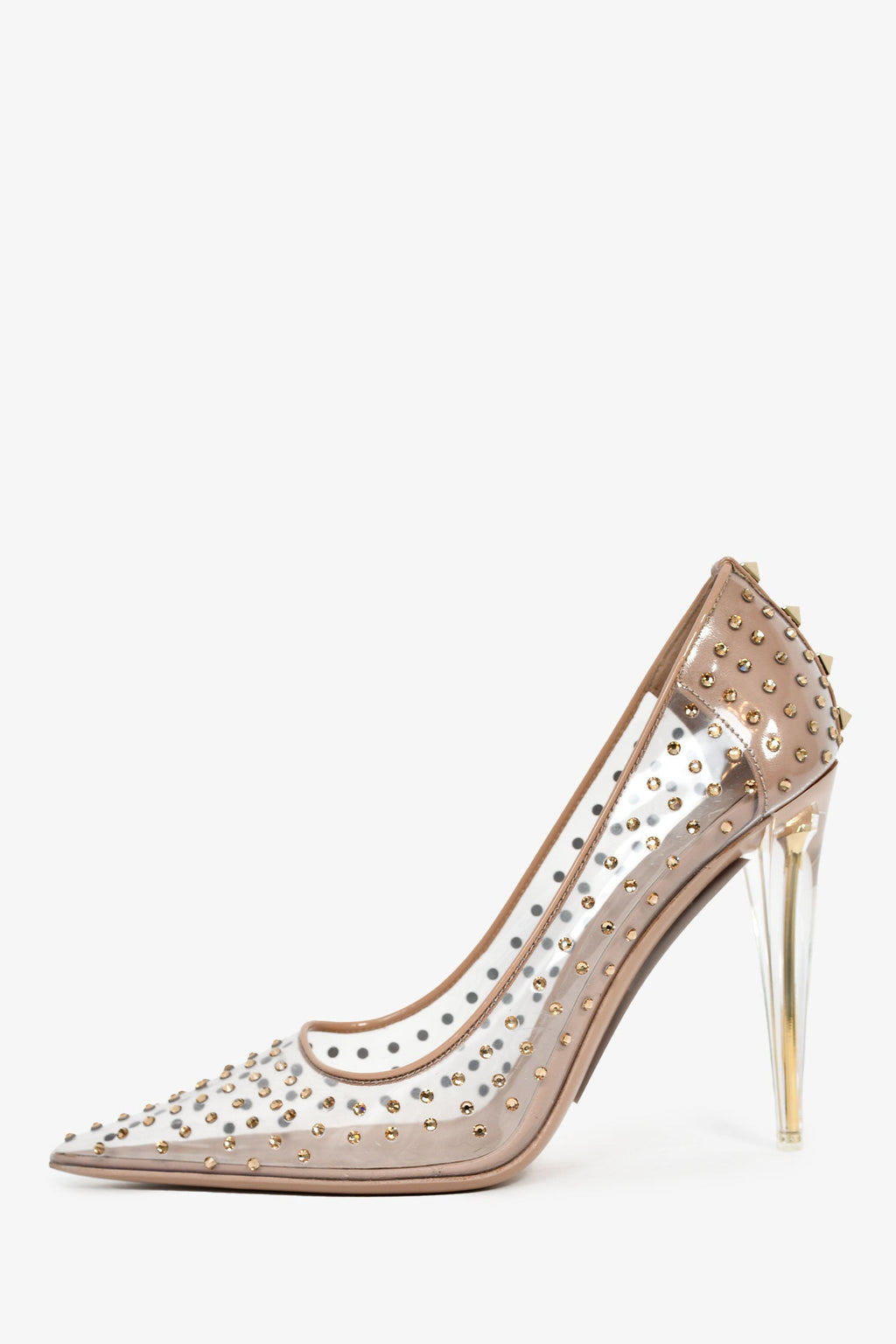 Valentino Taupe Patent PVC Crystal Heels Size 40