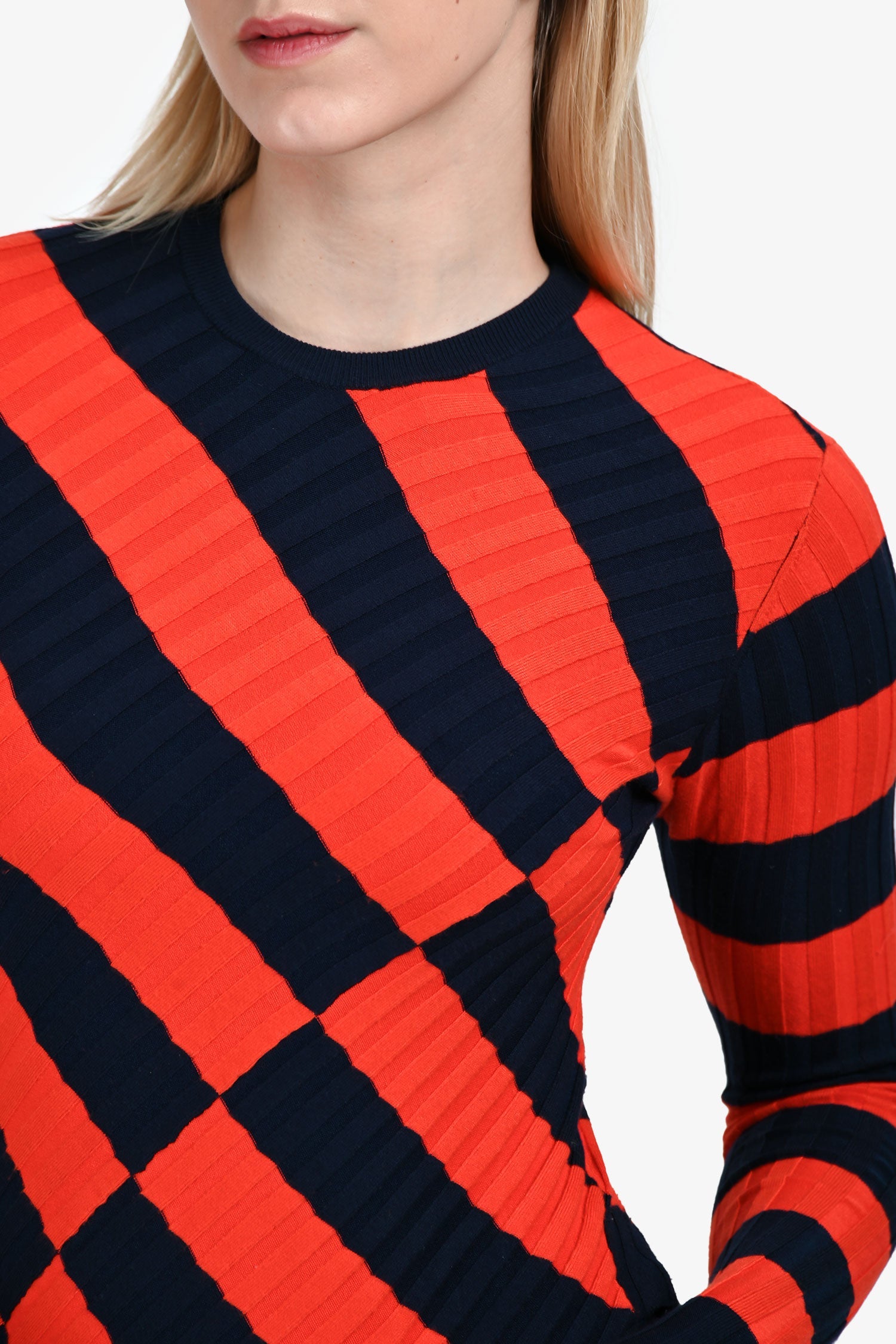 Altuzzara Navy/Orange Striped Long Sleeve Sweater Size XS