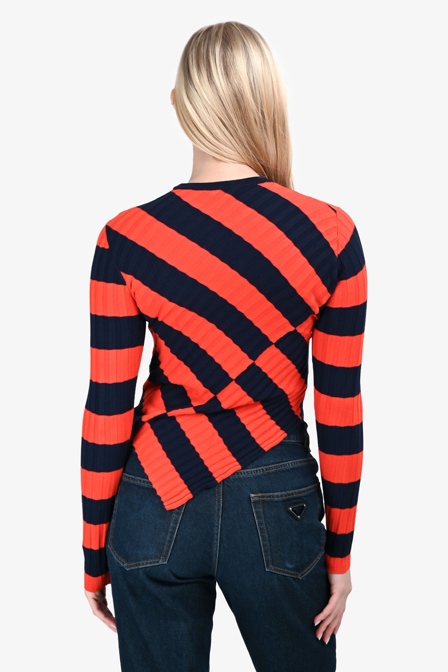 Altuzzara Navy/Orange Striped Long Sleeve Sweater Size XS