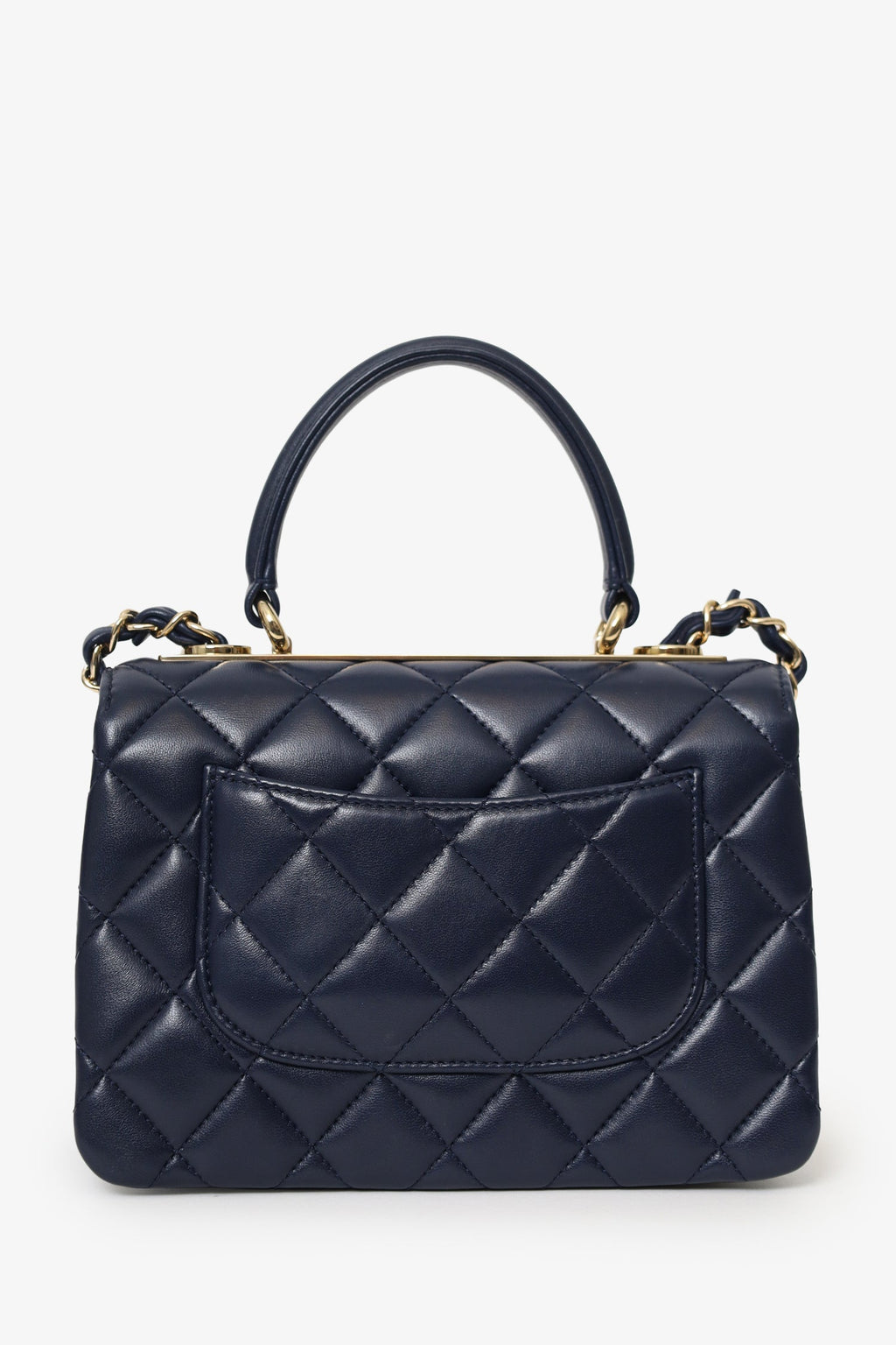 Pre-Loved Chanel™ Navy Lambskin Quilted Small Trendy CC Top Handle Bag