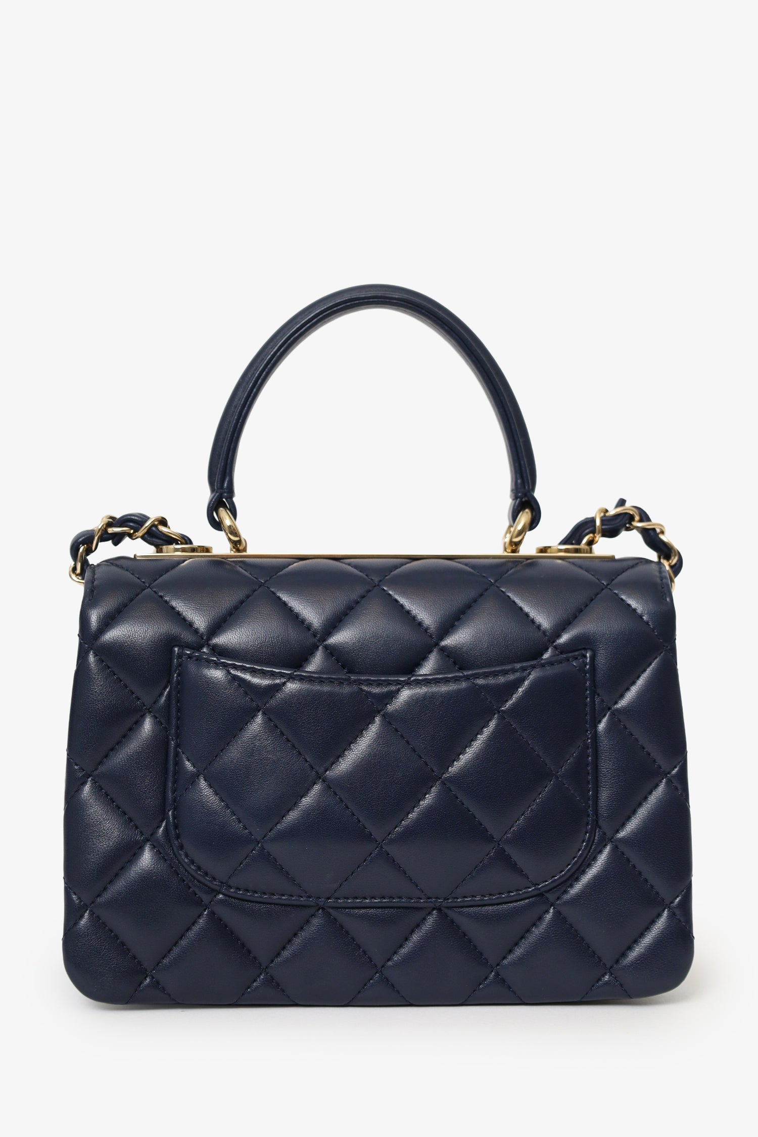 Pre-Loved Chanel™ Navy Lambskin Quilted Small Trendy CC Top Handle Bag