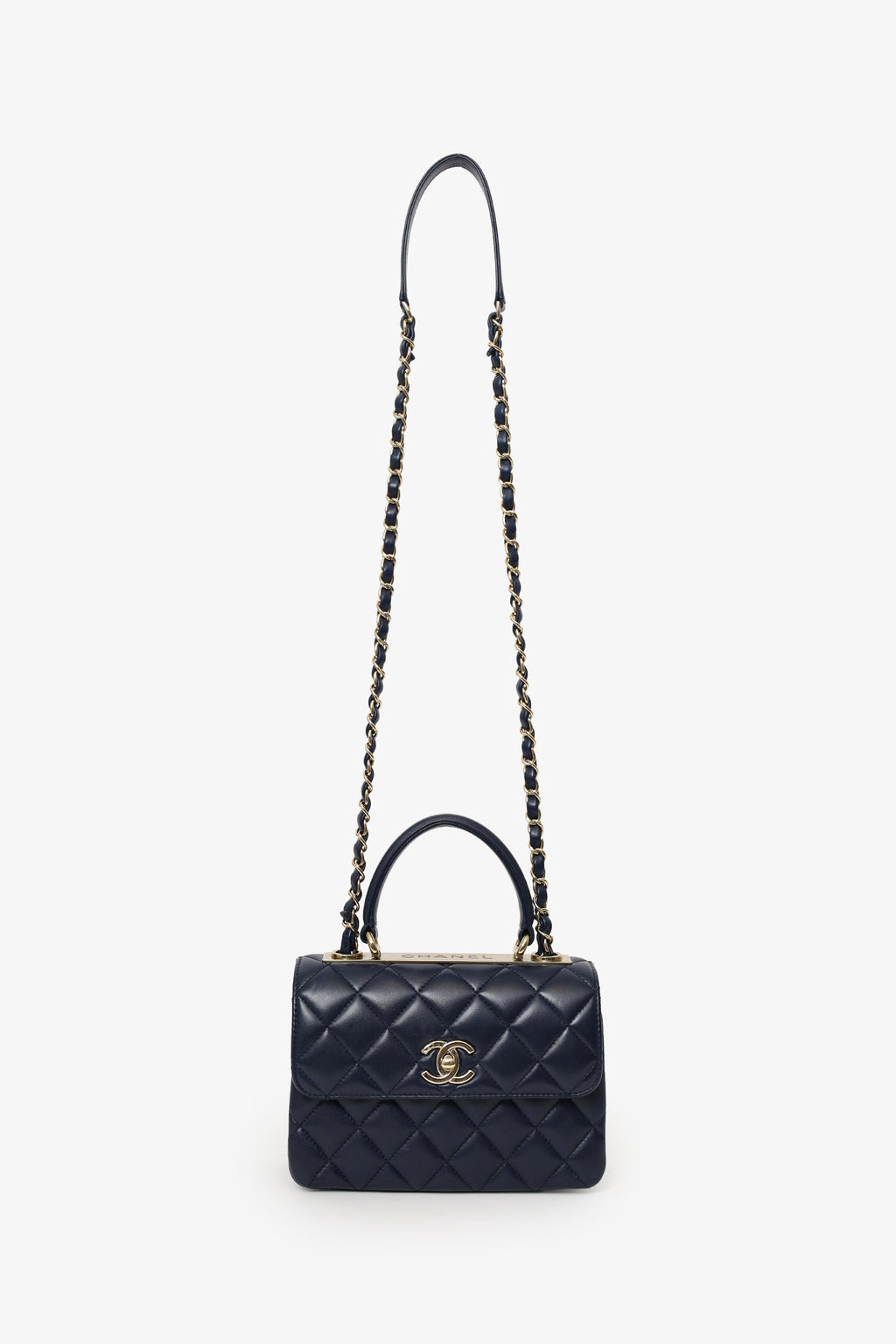 Pre-Loved Chanel™ Navy Lambskin Quilted Small Trendy CC Top Handle Bag