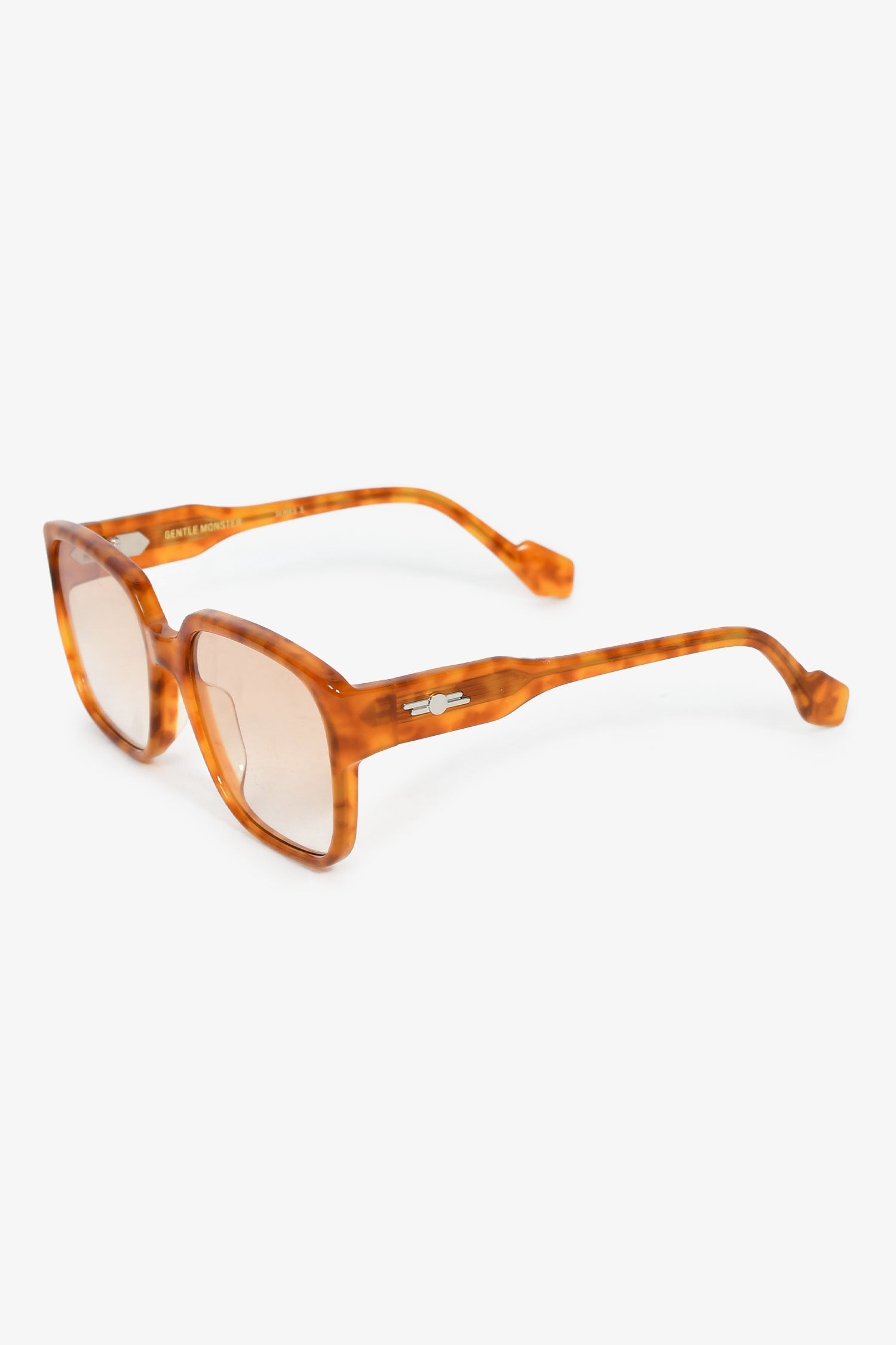 Gentle Monster Tortoiseshell Acrylic Square 'Loopy' Sunglasses
