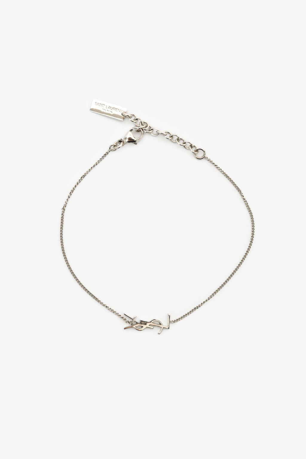 Saint Laurent Silver Toned 'Cassandre' Charm Bracelet