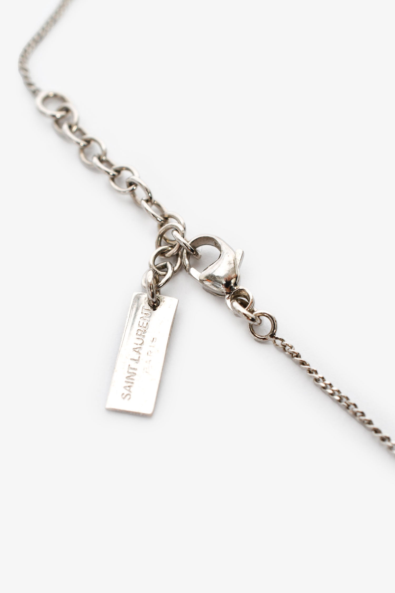 Saint Laurent Silver Toned 'Cassandre' Charm Bracelet