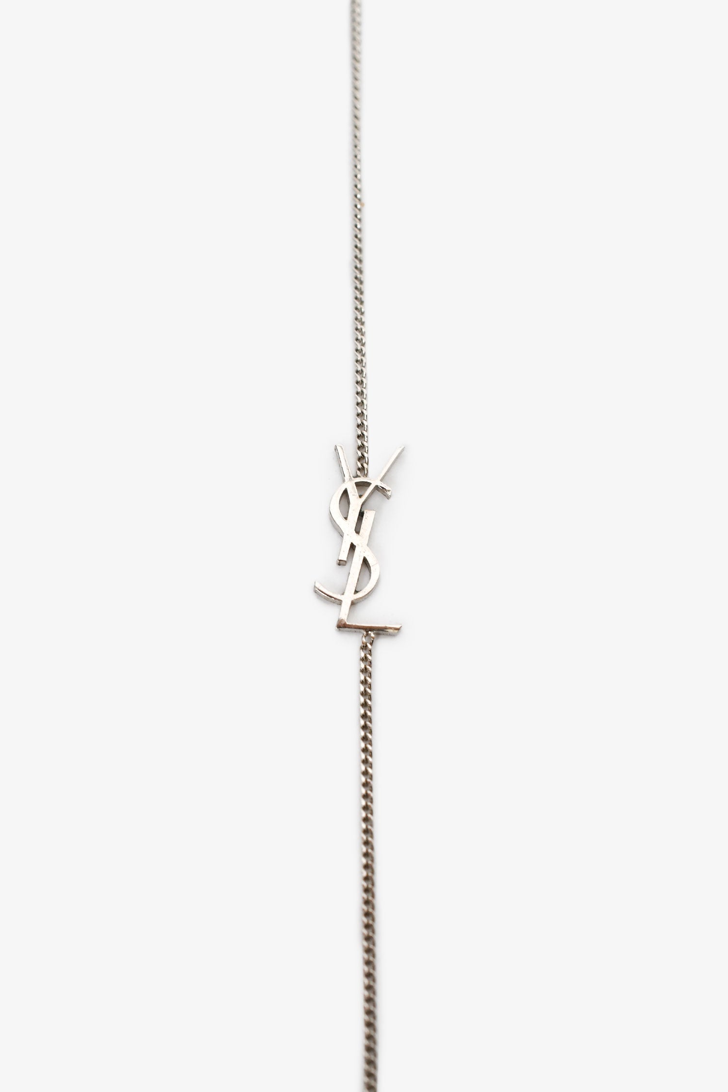 Saint Laurent Silver Toned 'Cassandre' Charm Bracelet