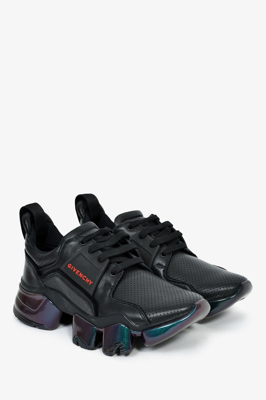 Givenchy Black/Purple Leather Perforated 'Jaw' Sneakers Size 40 Mens
