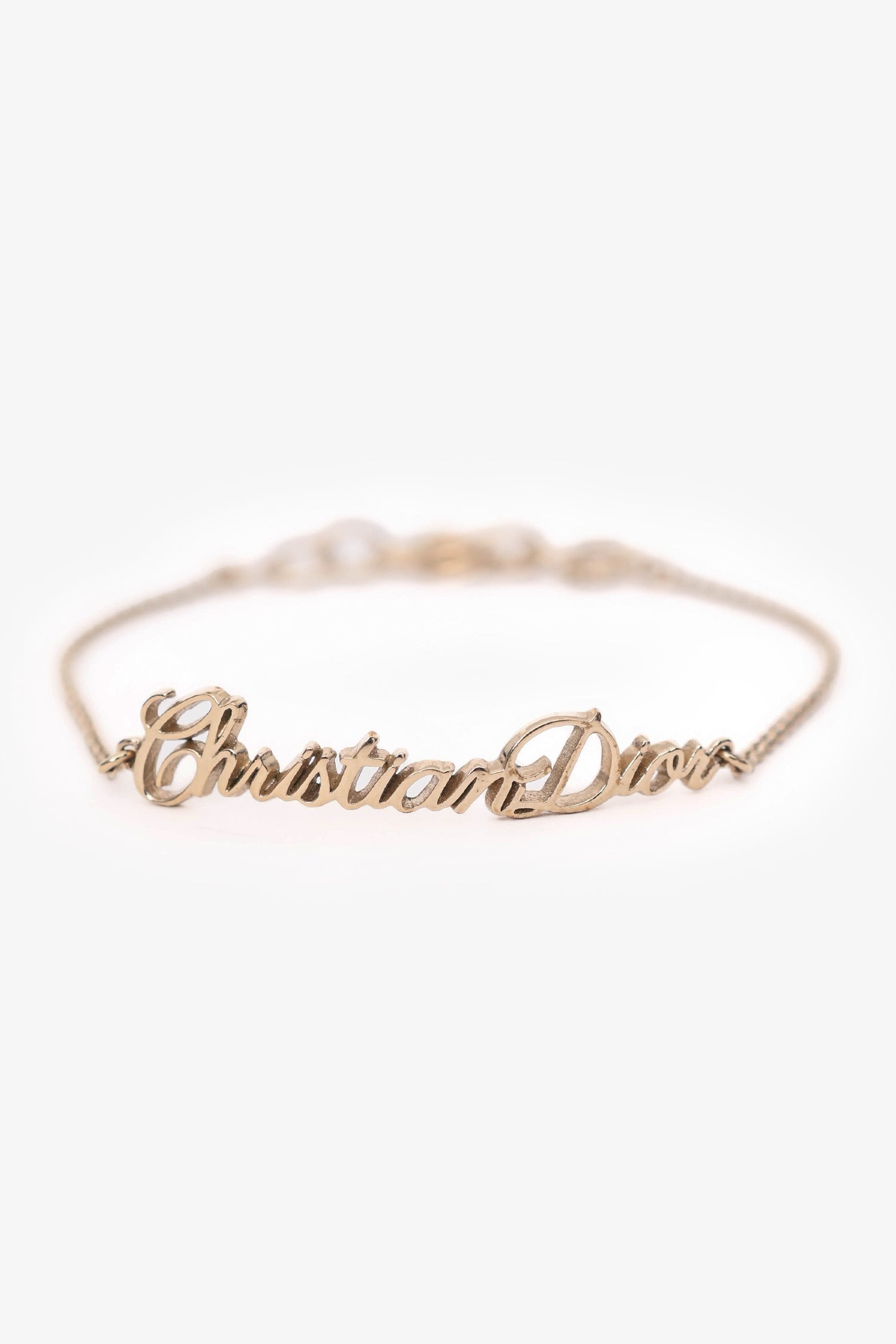 Christian Dior Gold Tone Logo Bracelet
