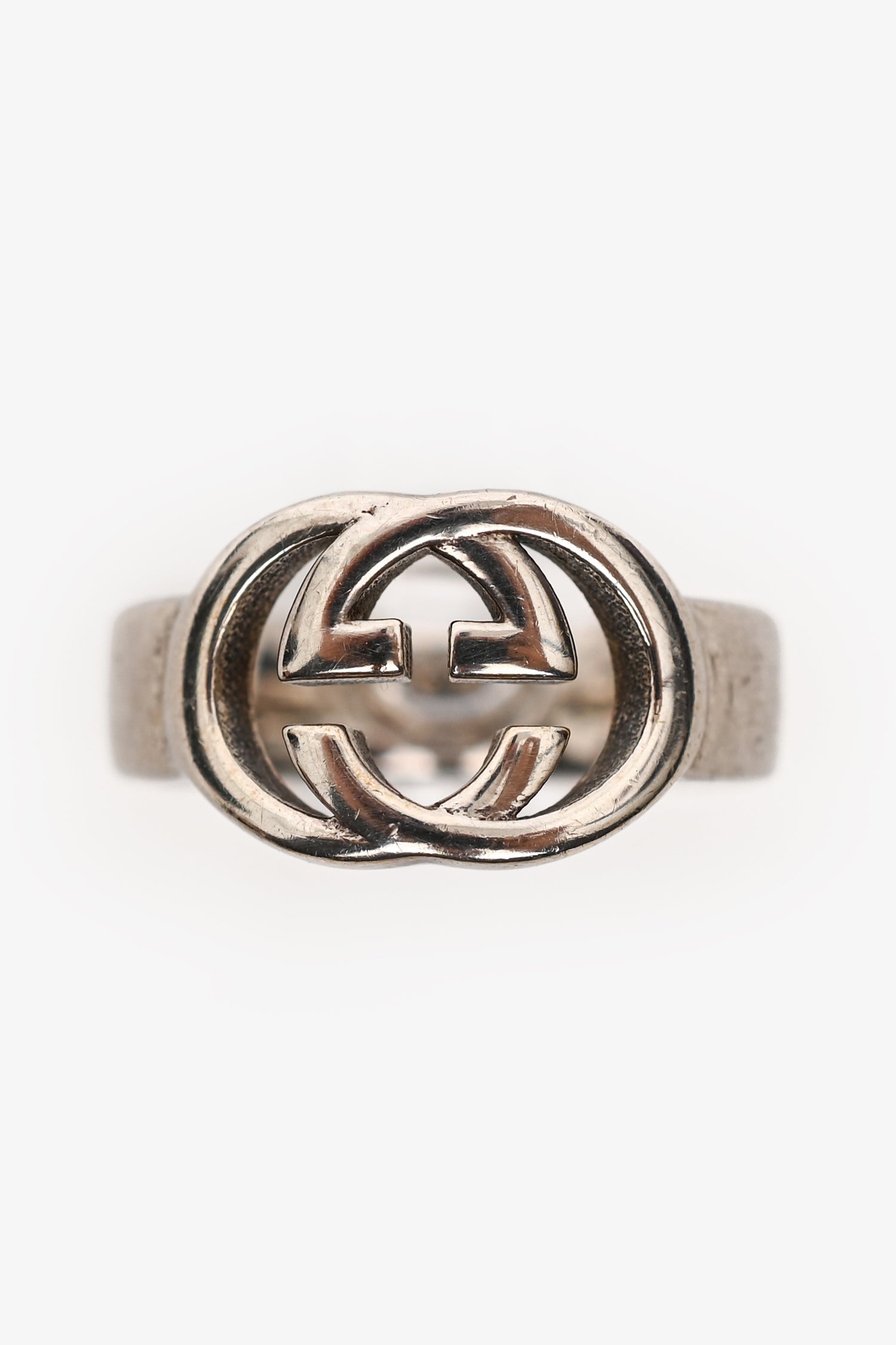 Gucci Sterling Silver Interlocking GG Ring Size 5