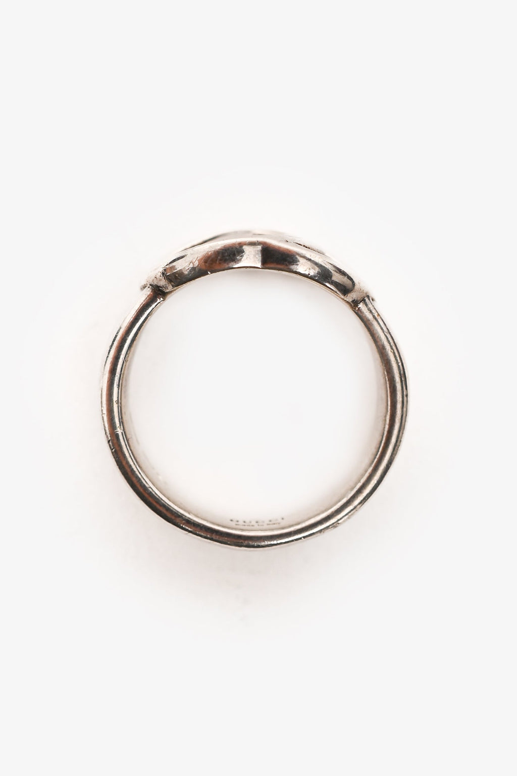 Gucci Sterling Silver Interlocking GG Ring Size 5