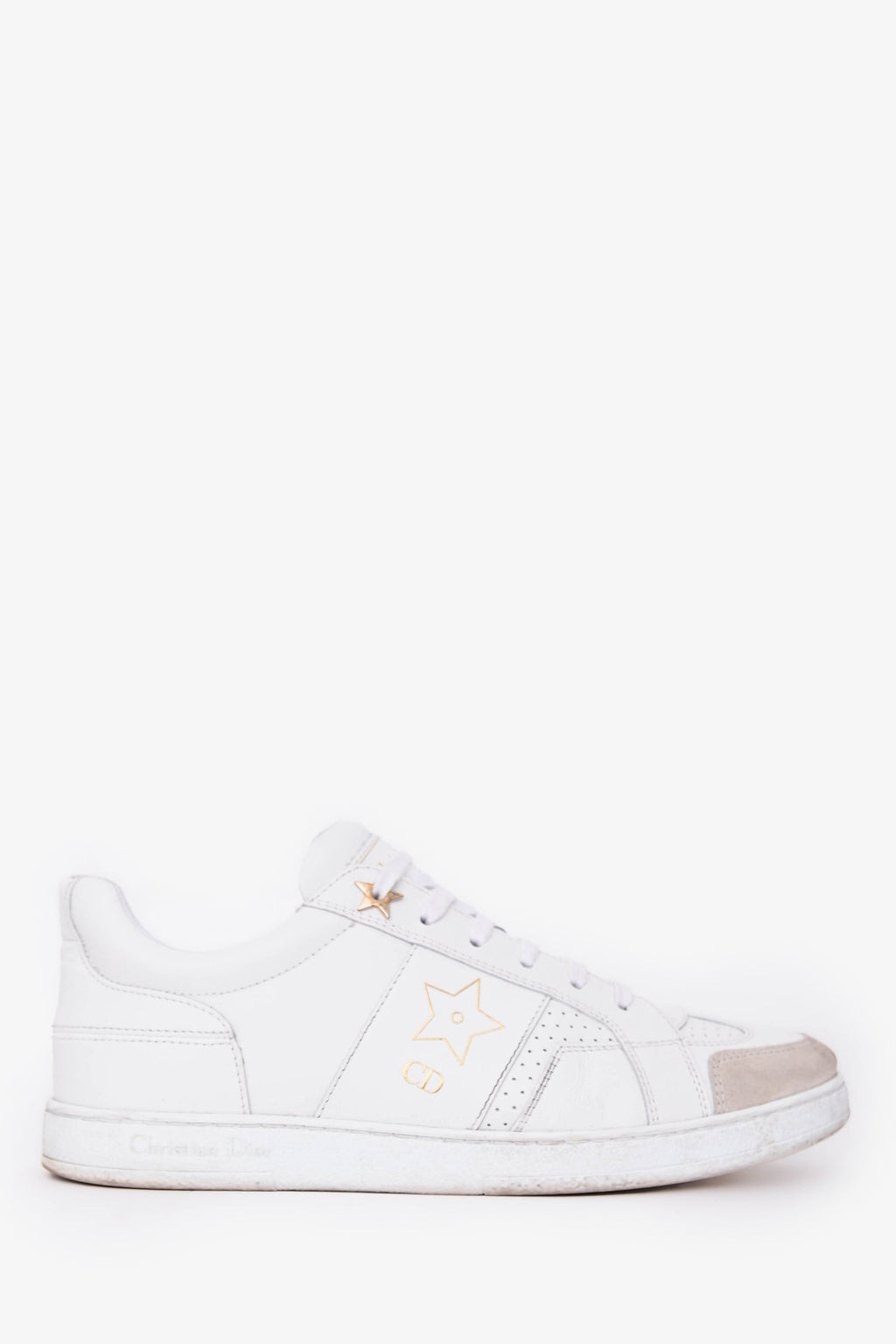 Christian Dior White Leather Star Sneakers Size 37
