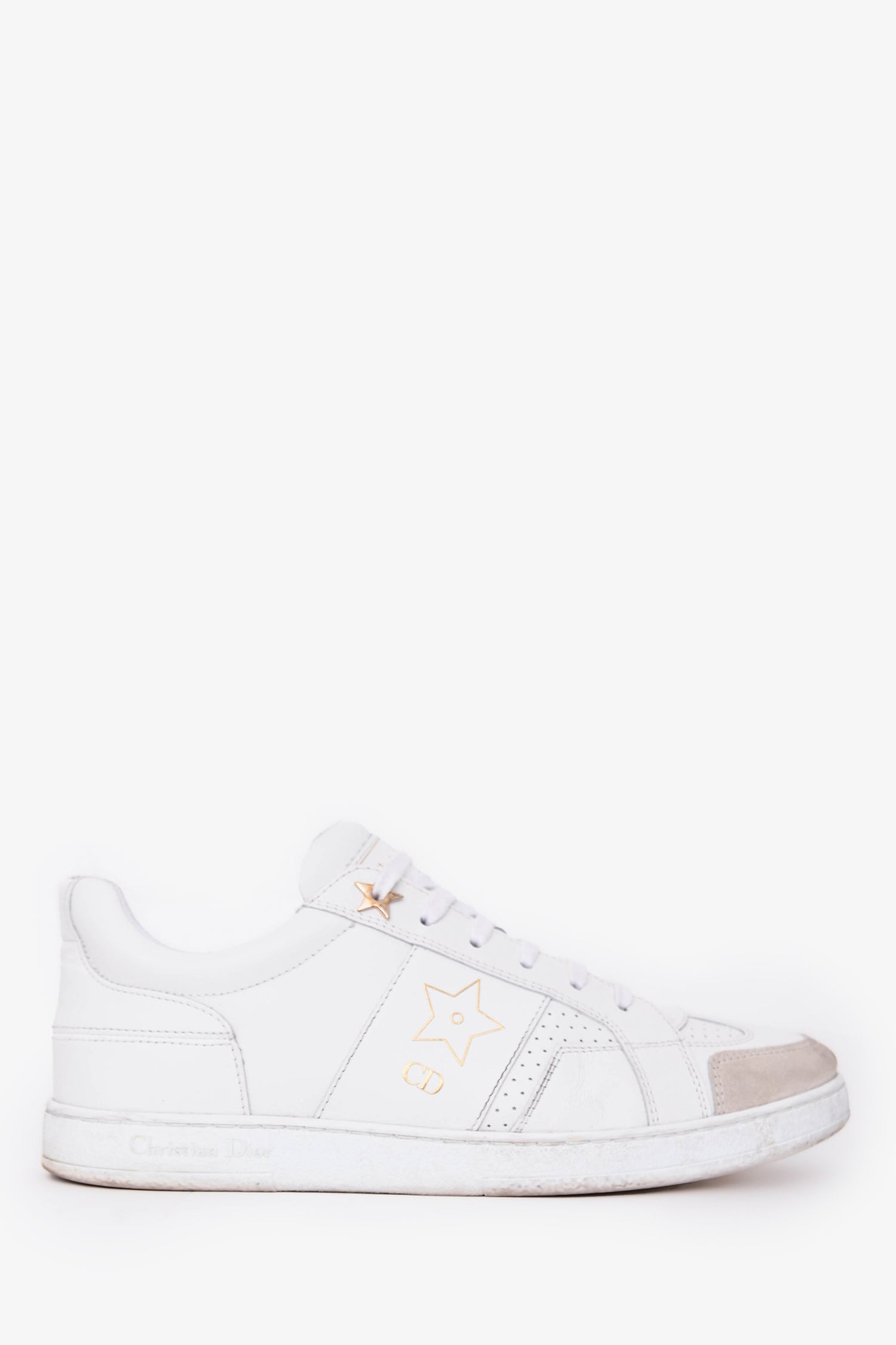Christian Dior White Leather Star Sneakers Size 37