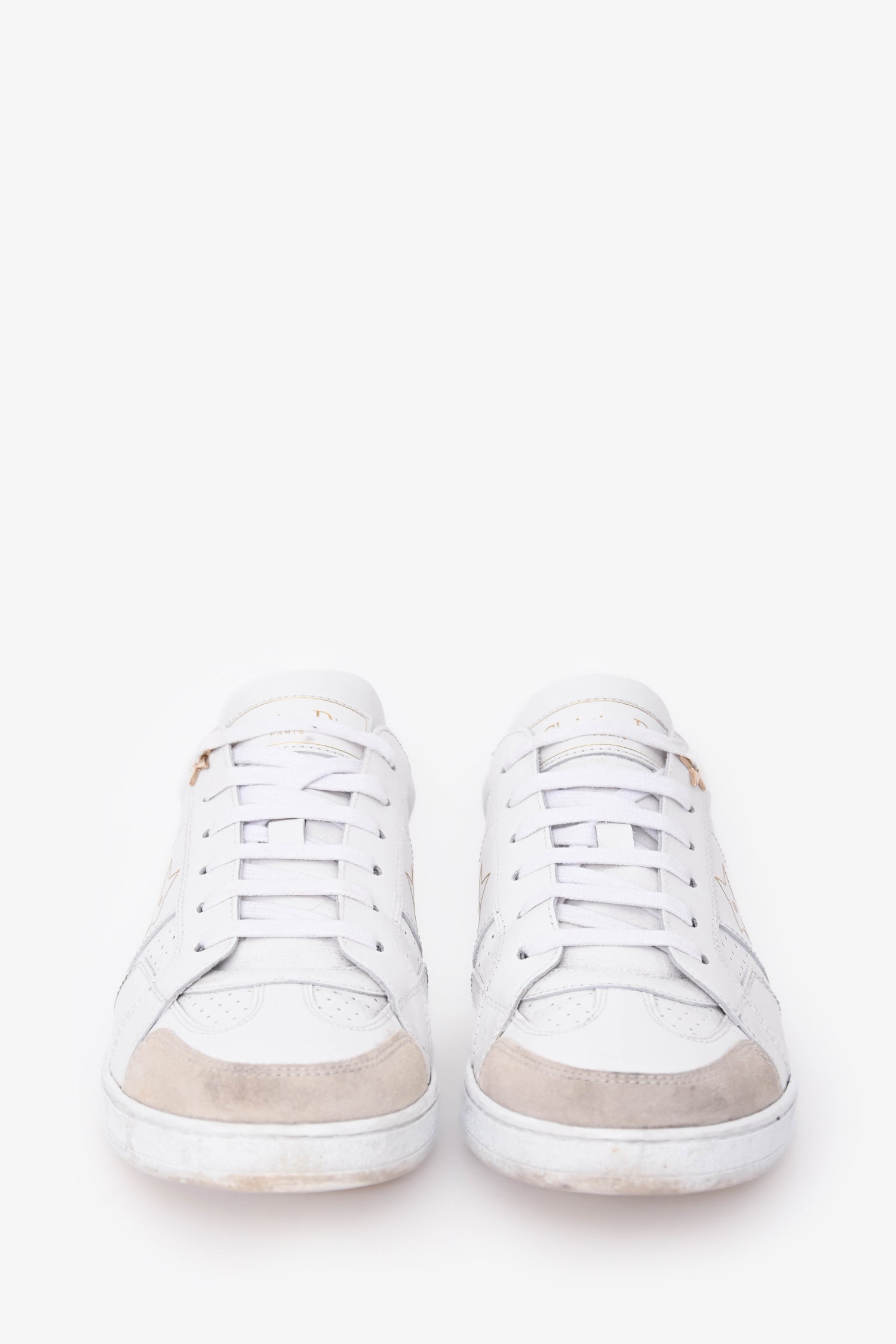 Christian Dior White Leather Star Sneakers Size 37