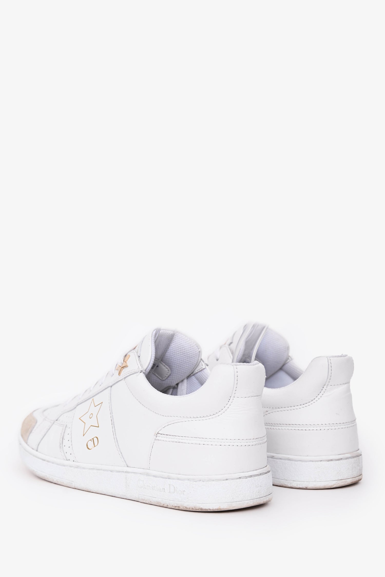 Christian Dior White Leather Star Sneakers Size 37