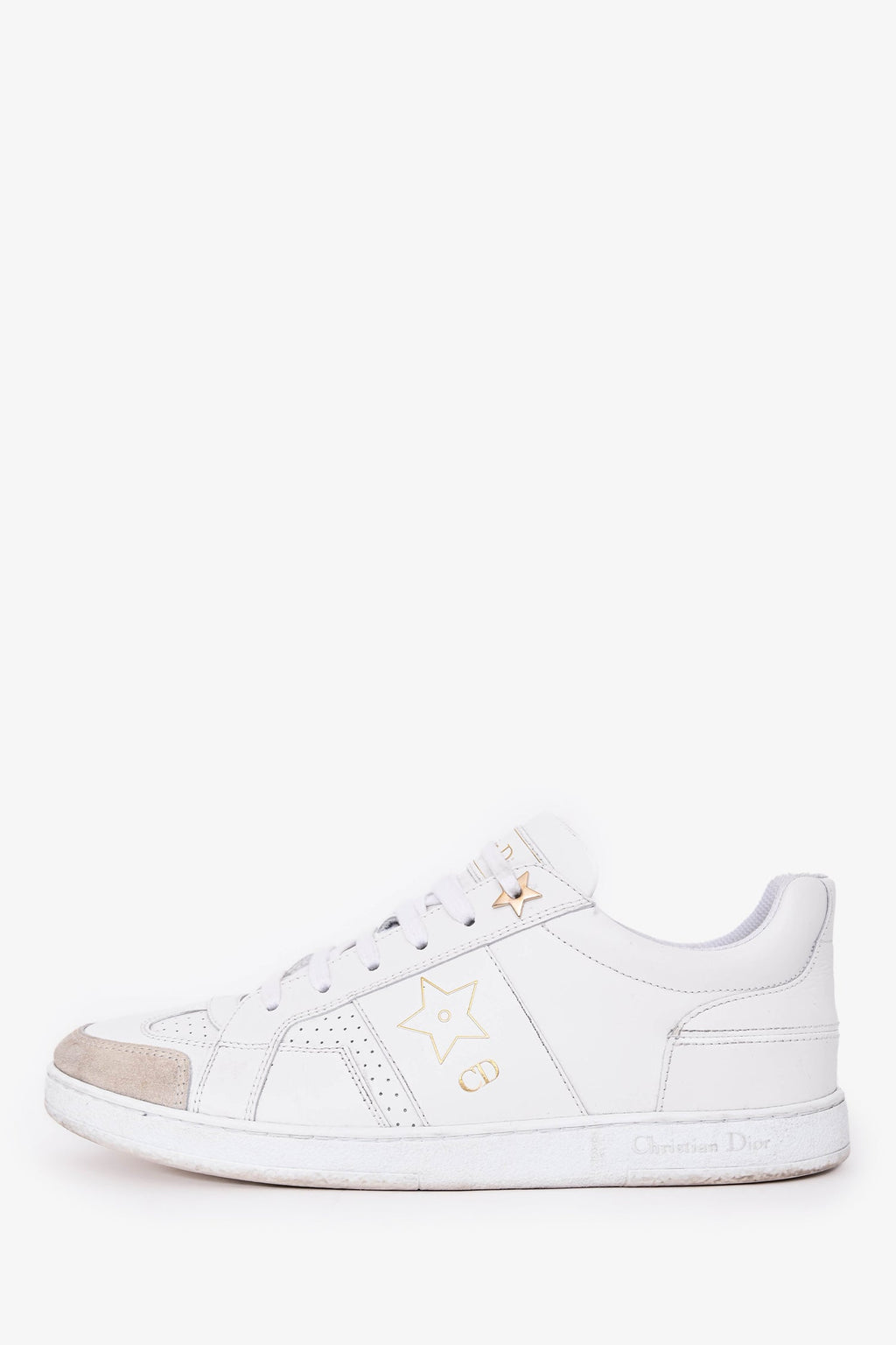 Christian Dior White Leather Star Sneakers Size 37