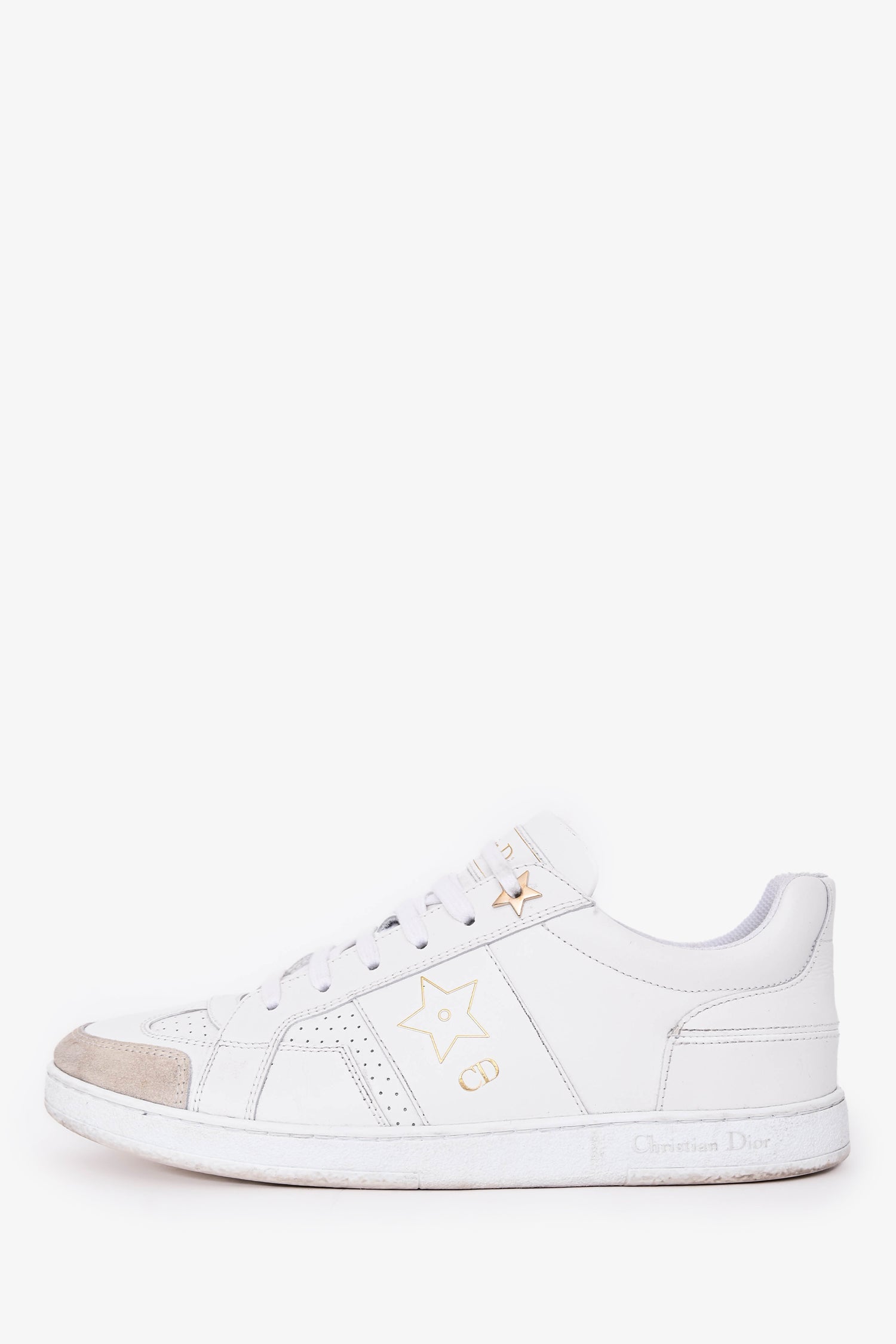 Christian Dior White Leather Star Sneakers Size 37