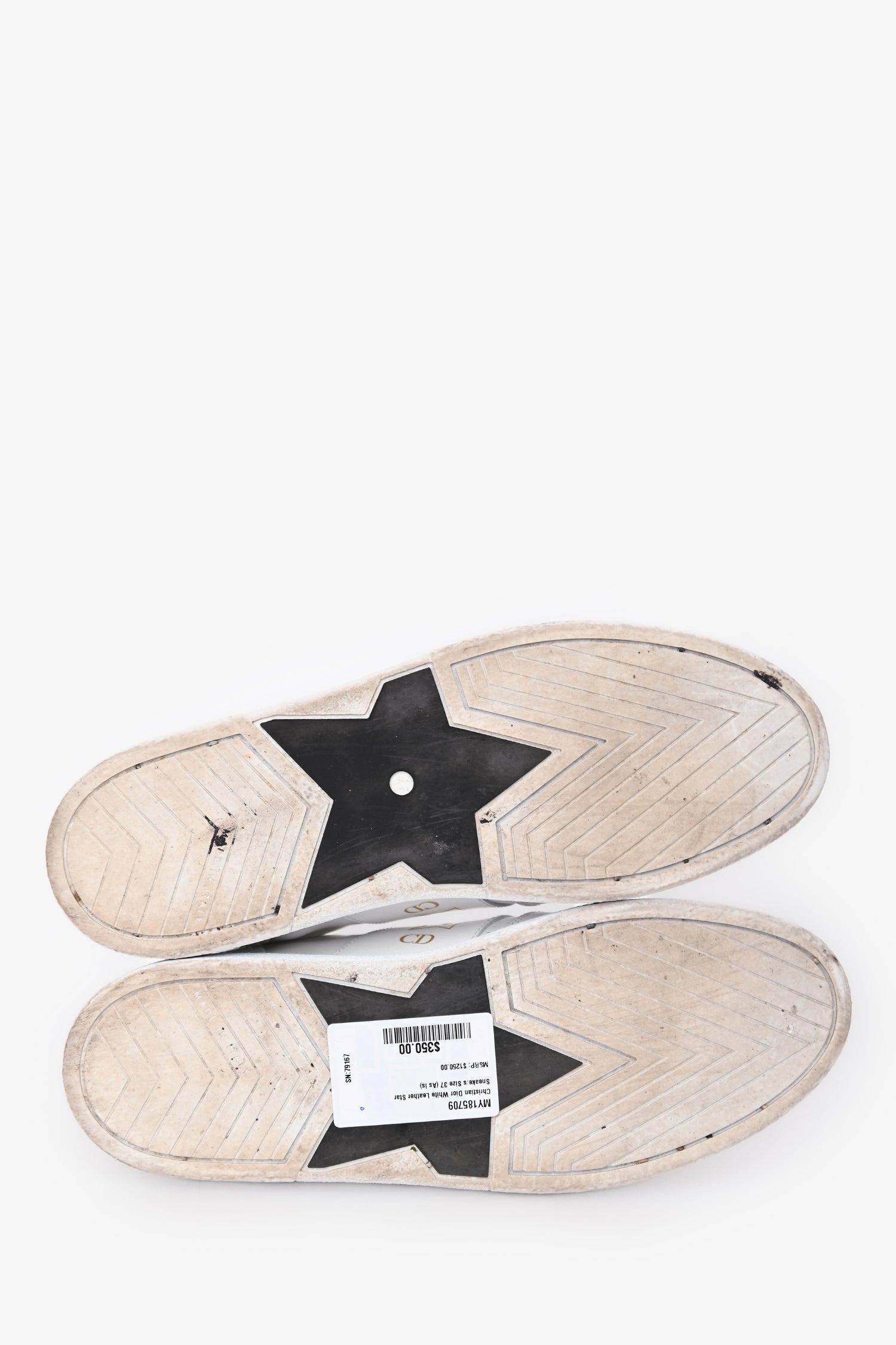 Christian Dior White Leather Star Sneakers Size 37
