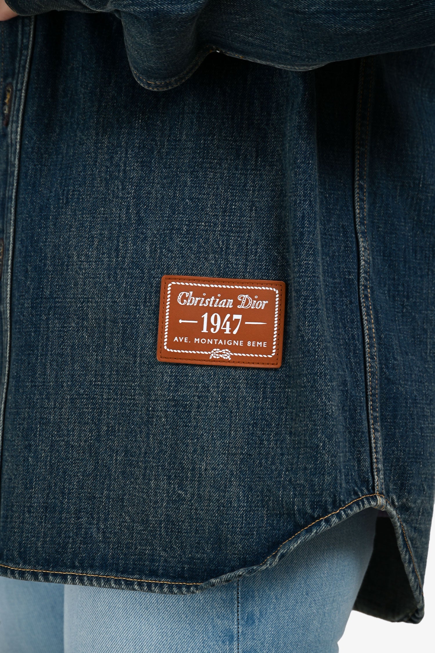 Christian Dior 2021 Blue Denim '1947' Patch Jacket Size 38
