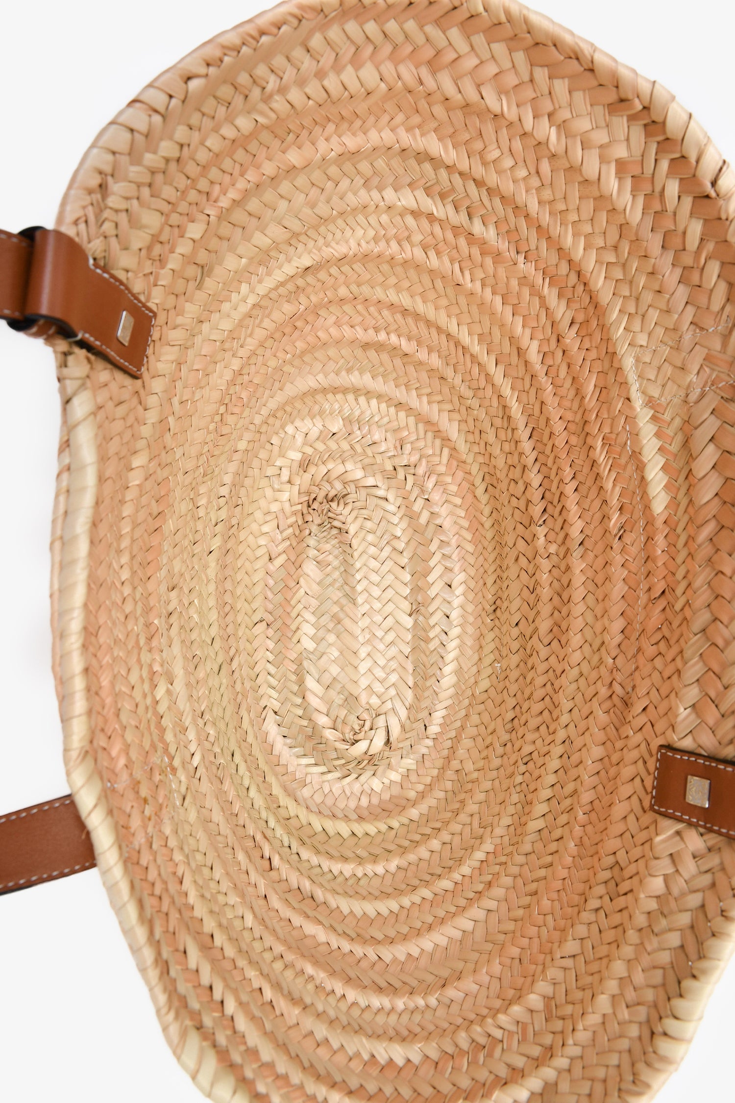 Loewe Raffia/Brown Leather Medium Basket Tote Bag