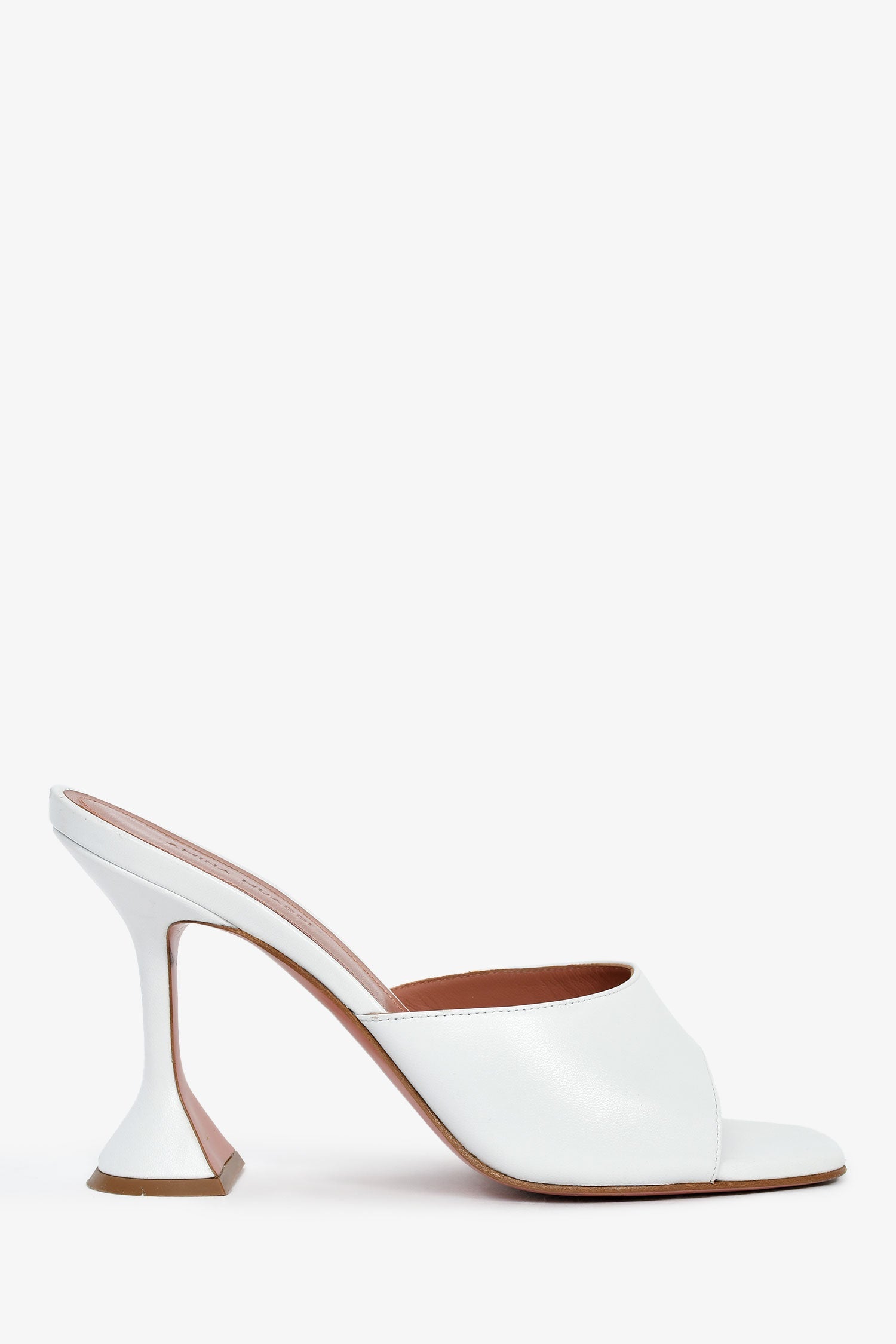 Amina Muaddi White Leather 'Lupita Slipper' Heels Size 39