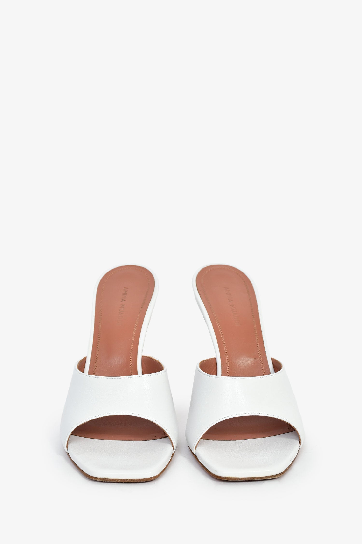 Amina Muaddi White Leather 'Lupita Slipper' Heels Size 39