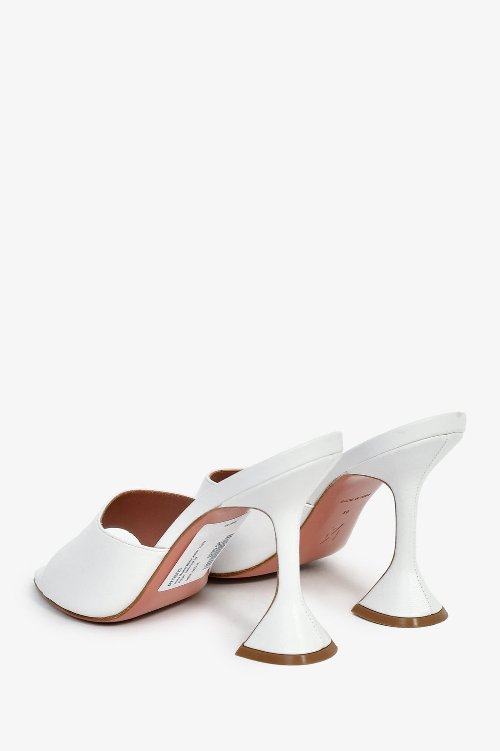 Amina Muaddi White Leather 'Lupita Slipper' Heels Size 39