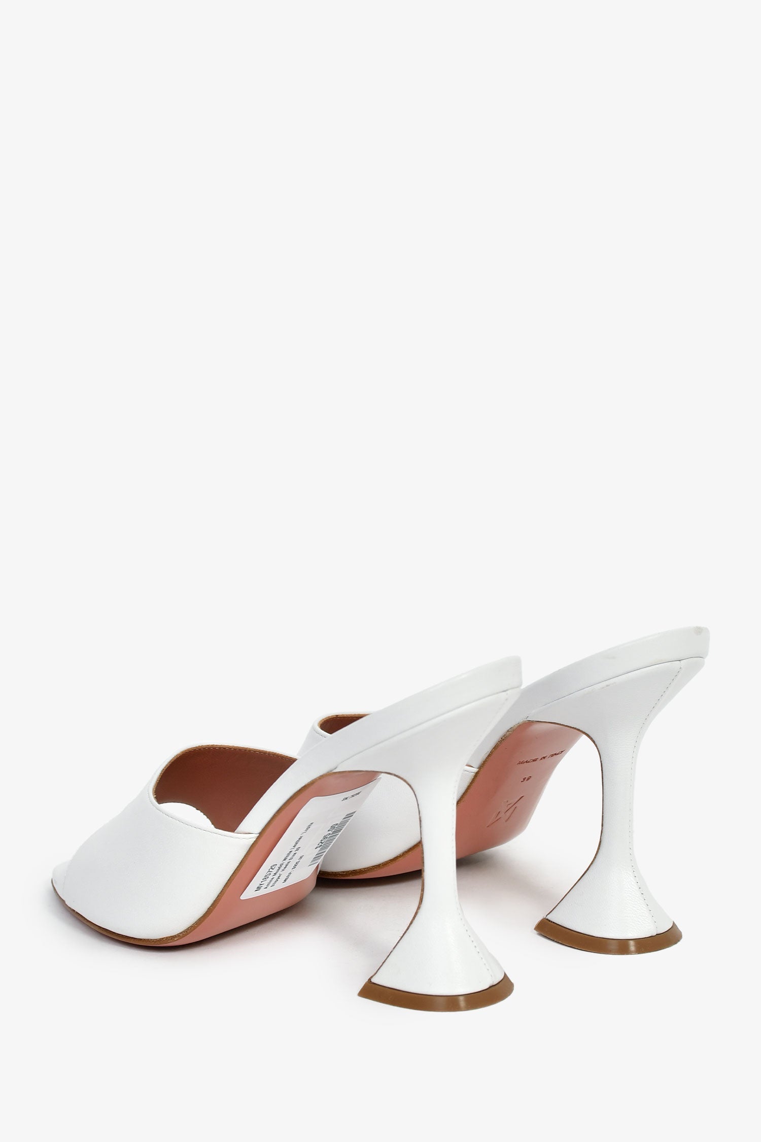 Amina Muaddi White Leather 'Lupita Slipper' Heels Size 39