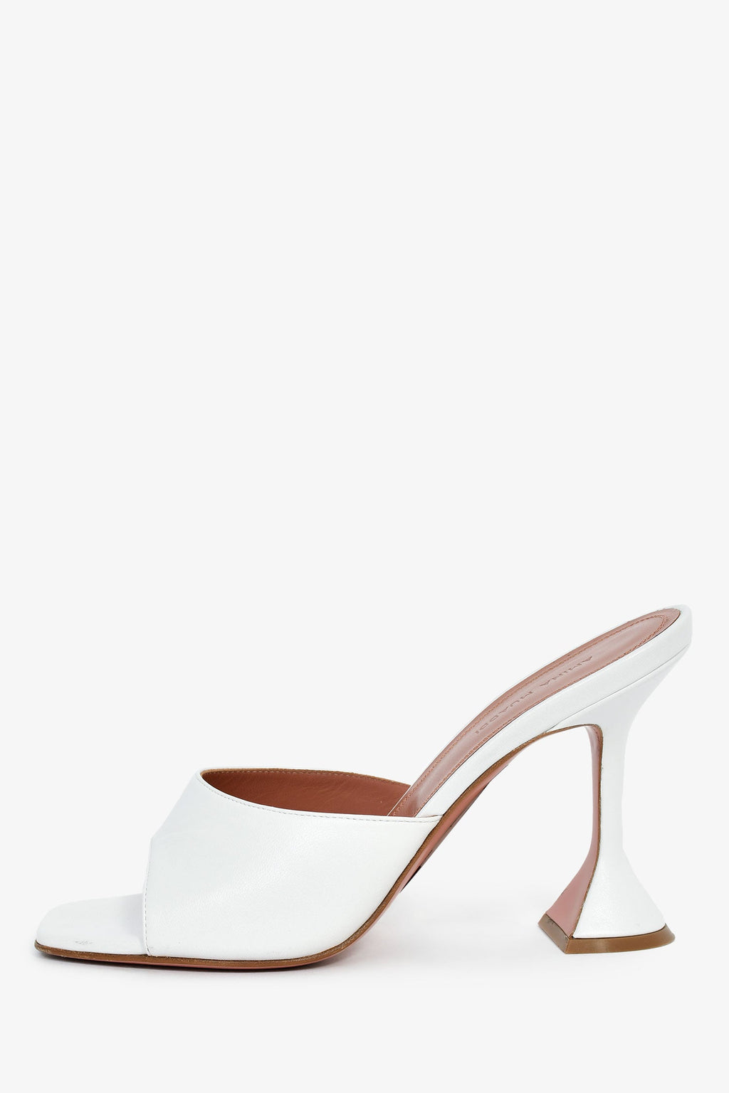 Amina Muaddi White Leather 'Lupita Slipper' Heels Size 39