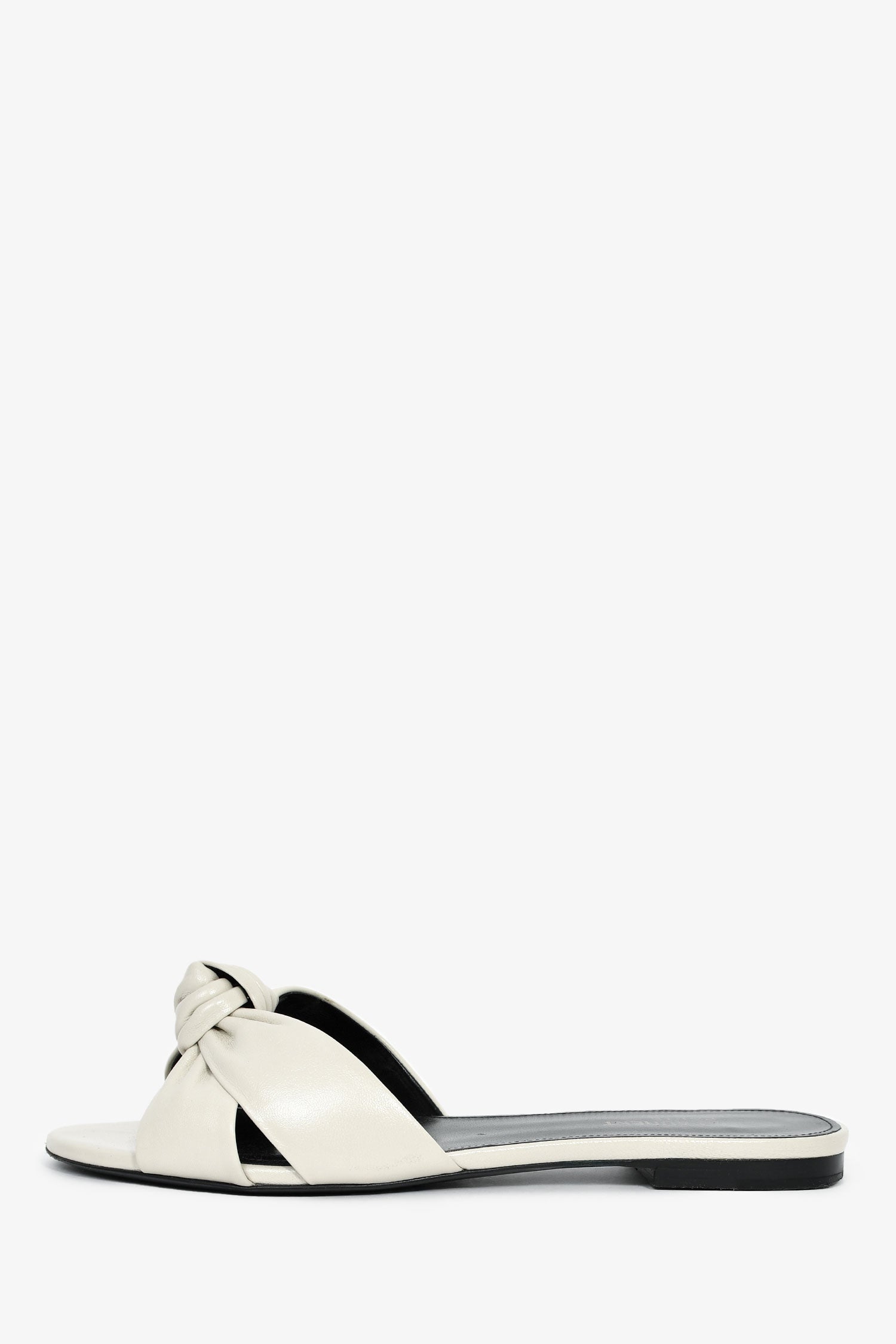 Saint Laurent White Leather Knot Flat Sandals Size 39