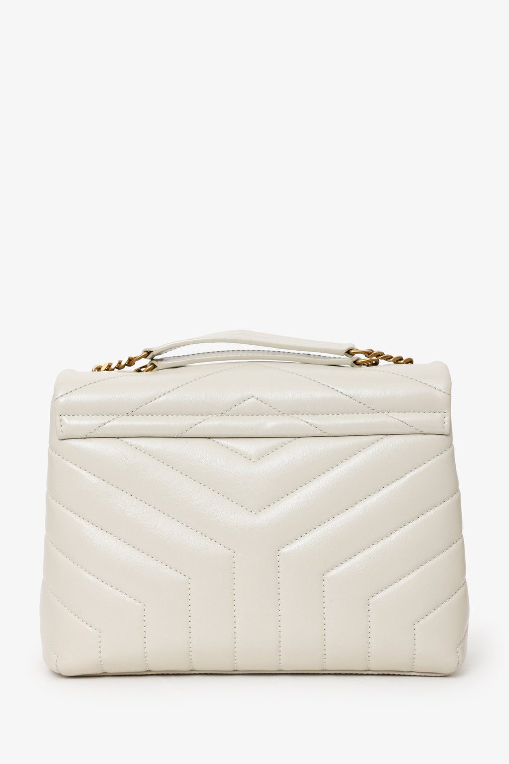 YSL Taupe Small Lou Lou Handbag With Gold Chain Strap