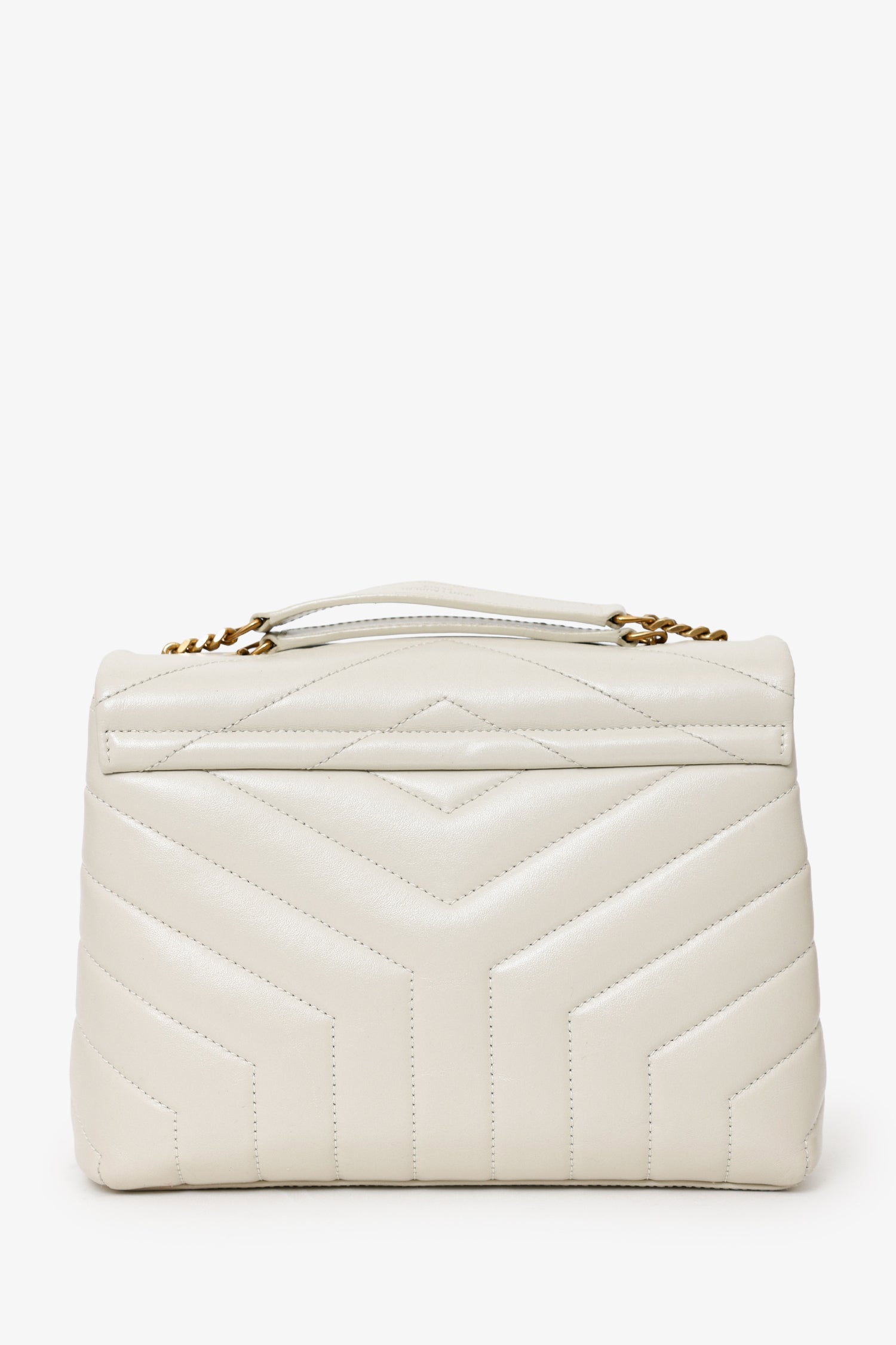 YSL Taupe Small Lou Lou Handbag With Gold Chain Strap